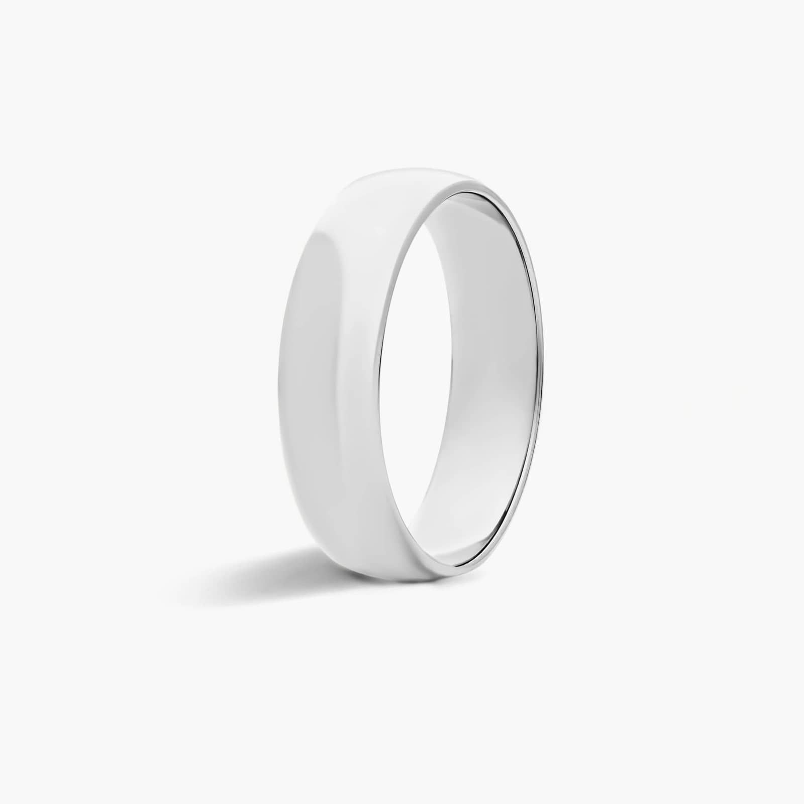 Traditional Slightly Curved Wedding Band In 18K White Gold (6.00mm)