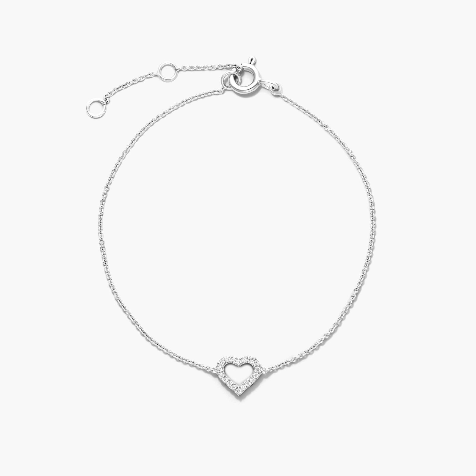 Heart Diamond Bracelet In 14K White Gold