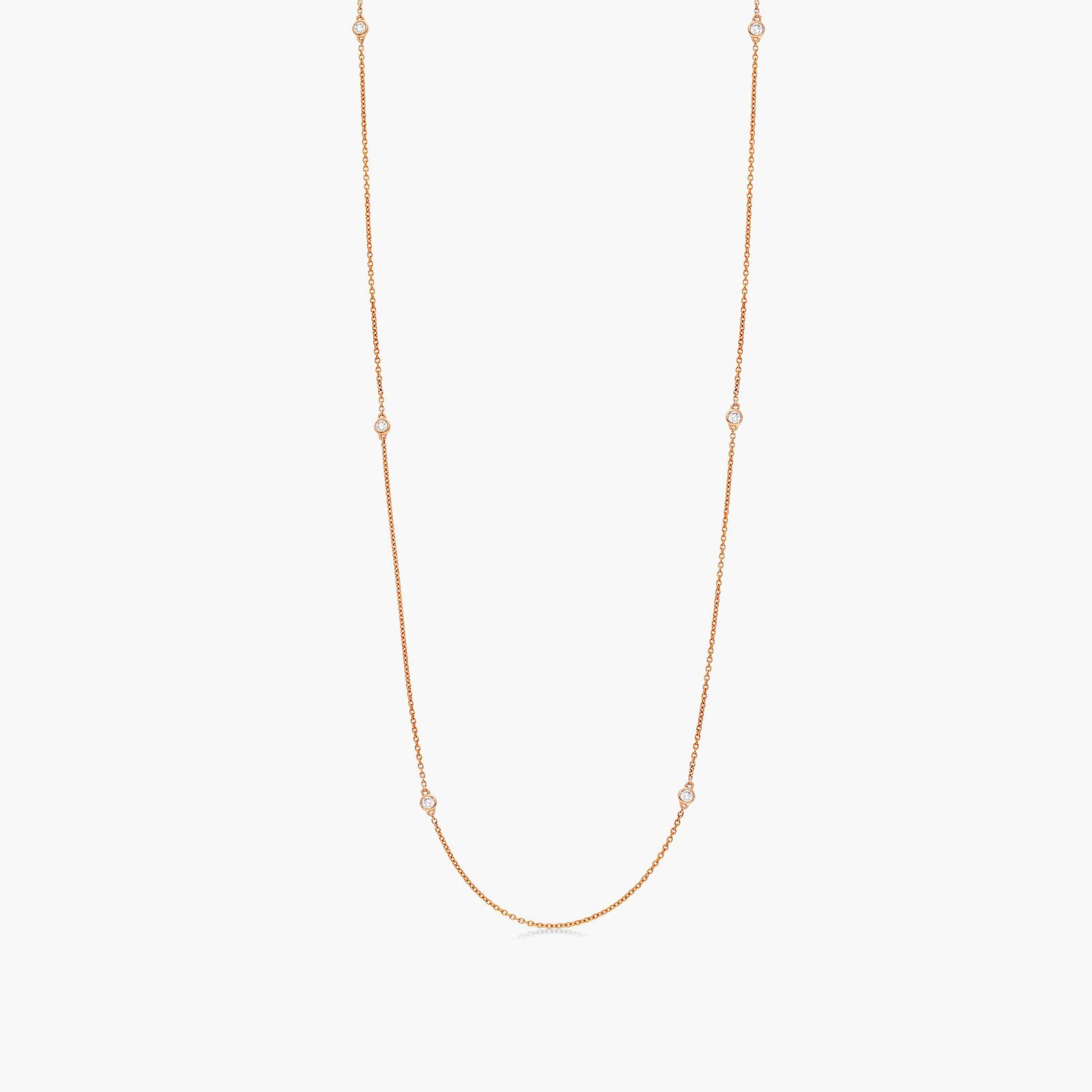Six Stations Diamond Necklace In 14K Rose Gold