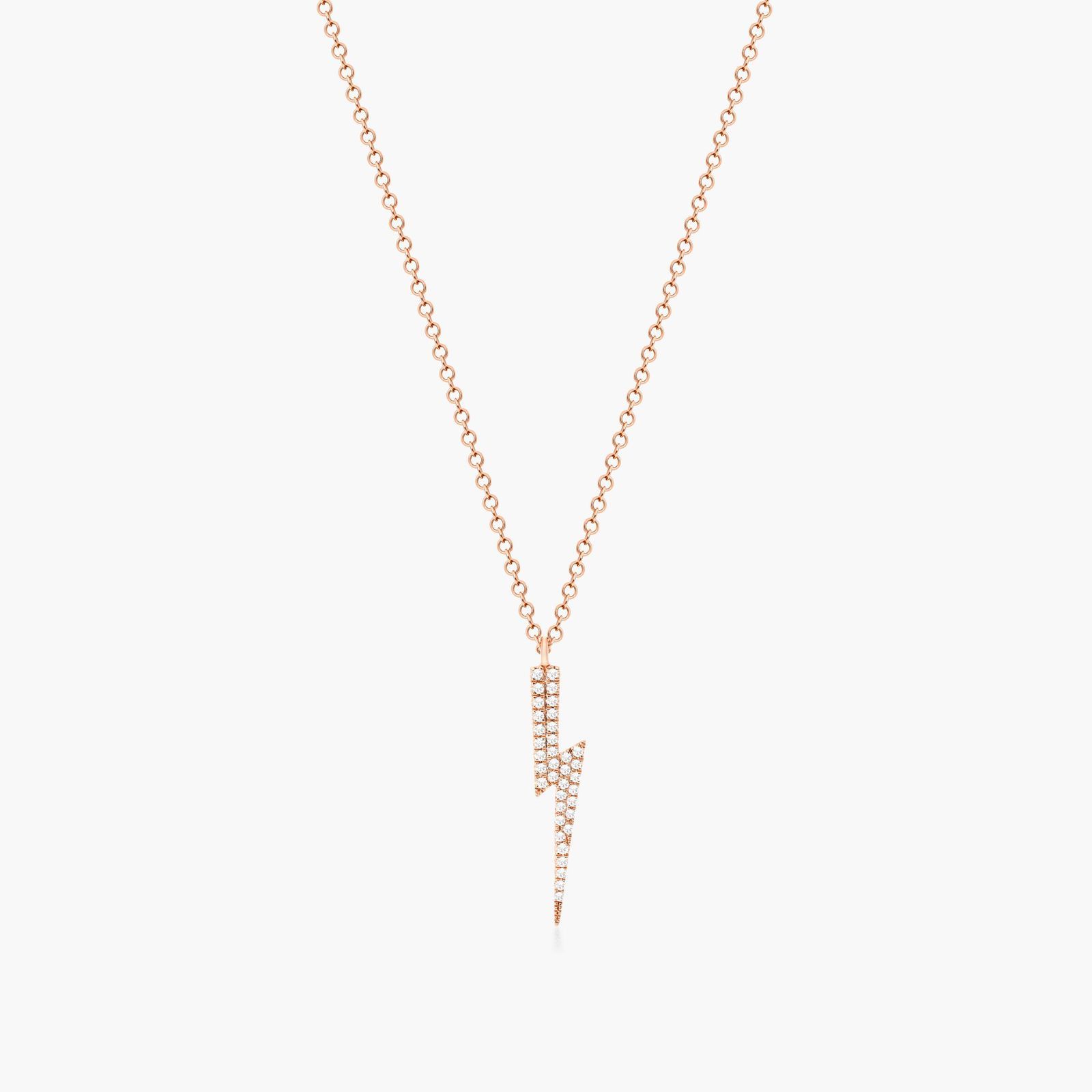 Diamond Bolt Necklace In 14K Rose Gold
