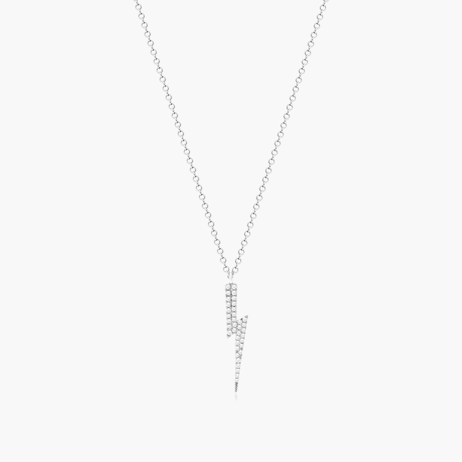 Diamond Bolt Necklace In 14K White Gold