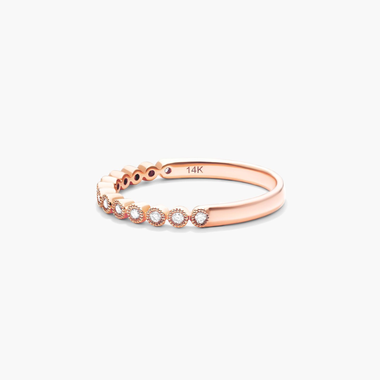 Vintage Round Bezel Diamond Ring In 14K Rose Gold