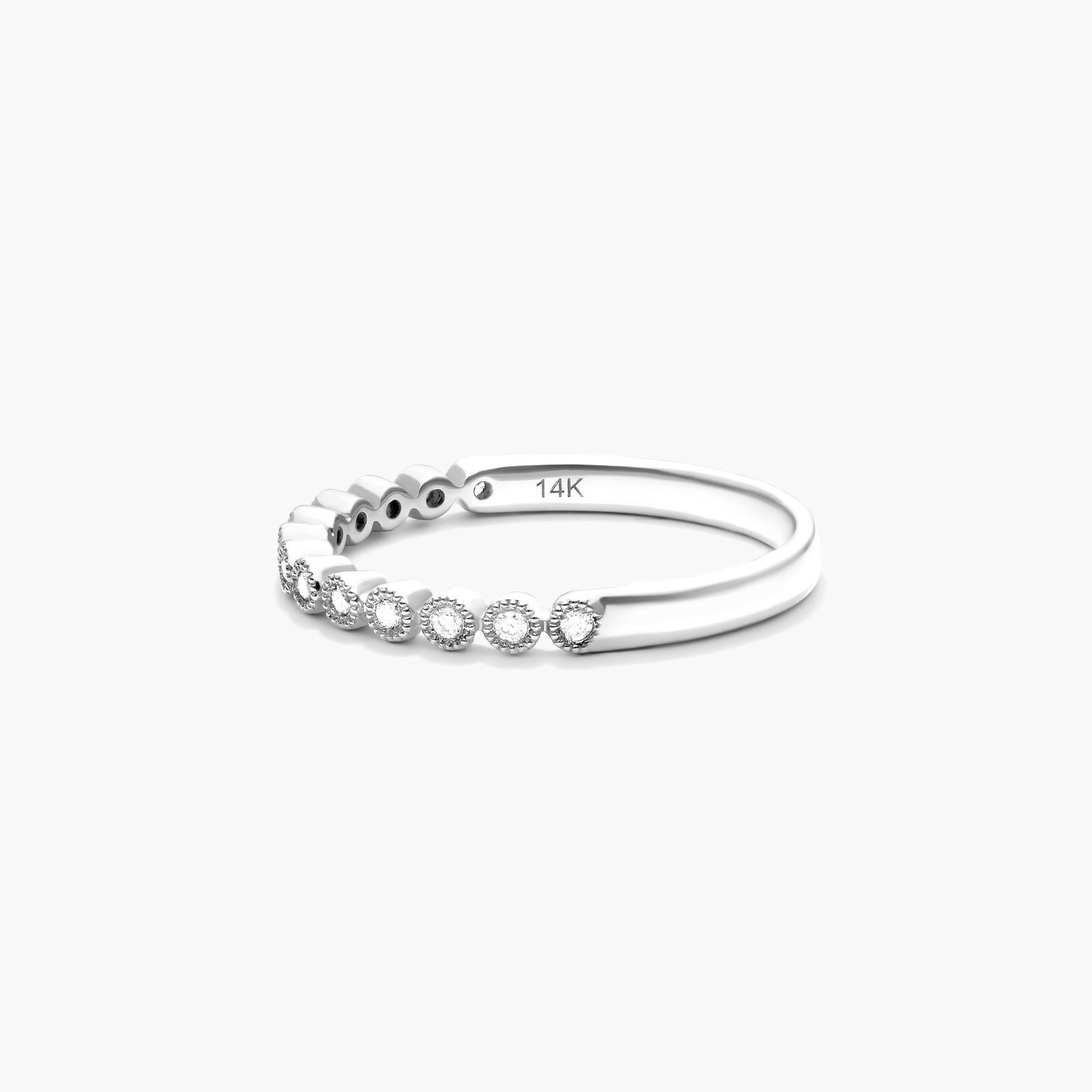 Vintage Round Bezel Diamond Ring In 14K White Gold