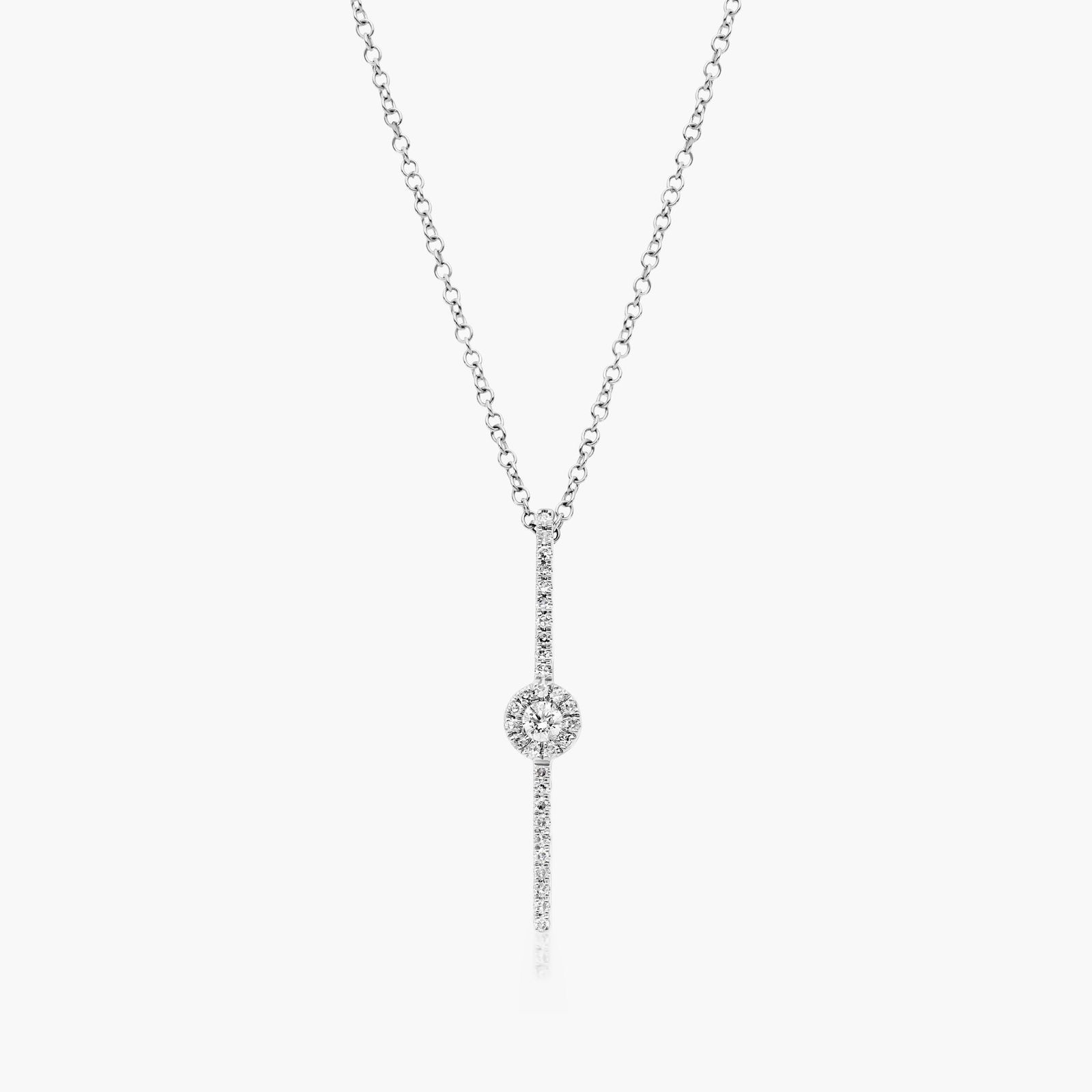 Vertical Bar Drop Diamond Necklace In 14K White Gold