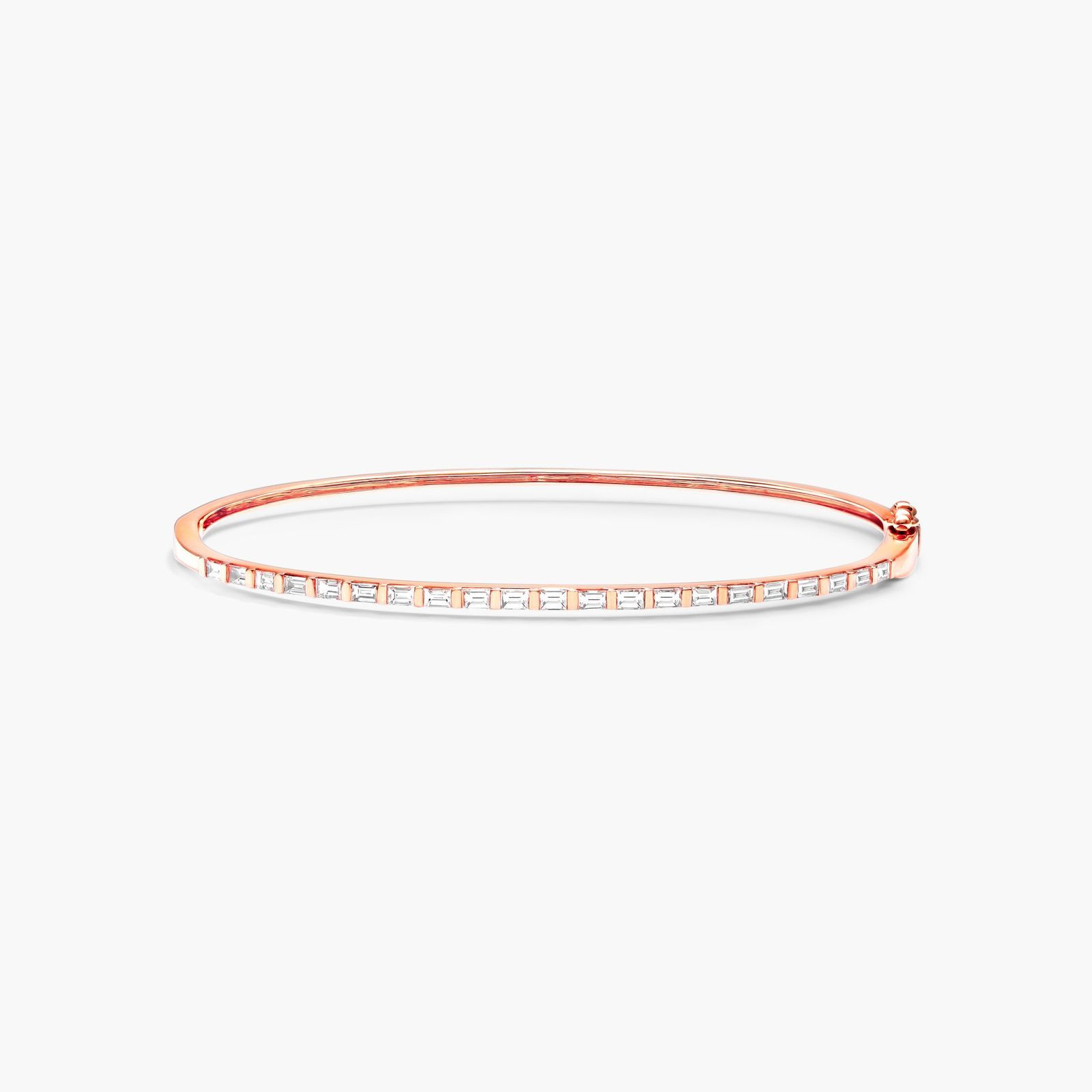 Baguette Bangle Diamond Bracelet In 14K Rose Gold