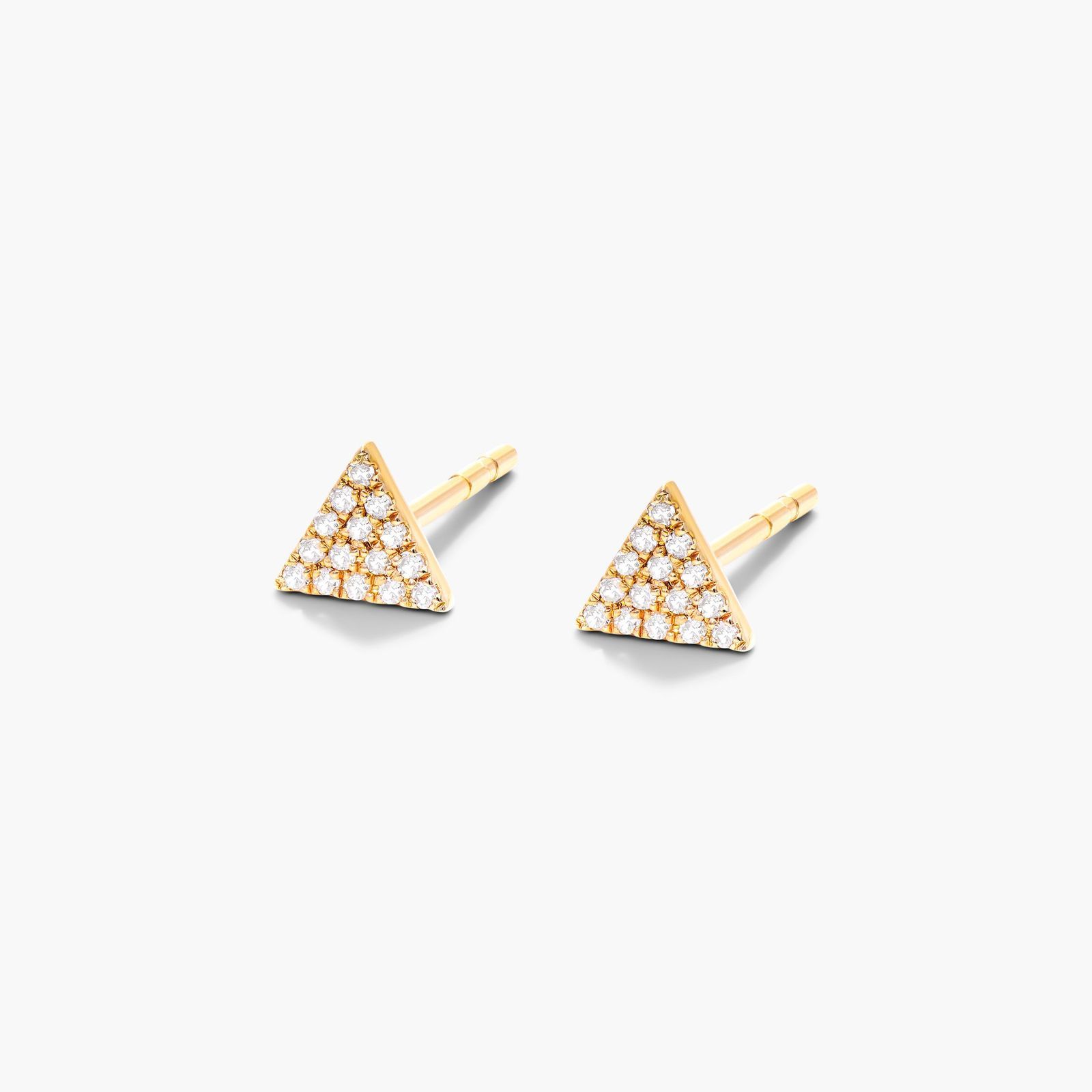 Triangle Diamond Earrings In 14K Yellow Gold