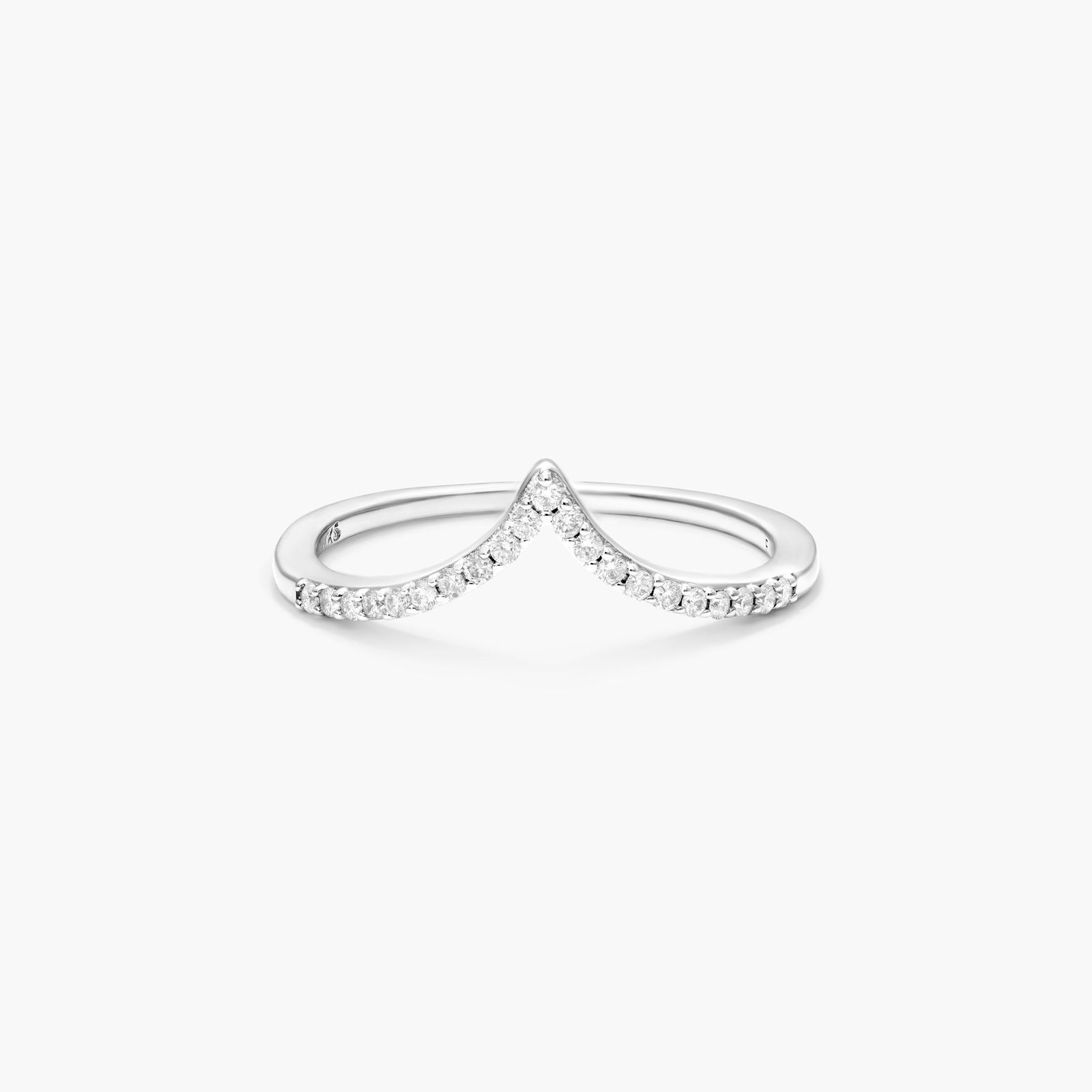 Deep V Diamond Ring In 14K White Gold