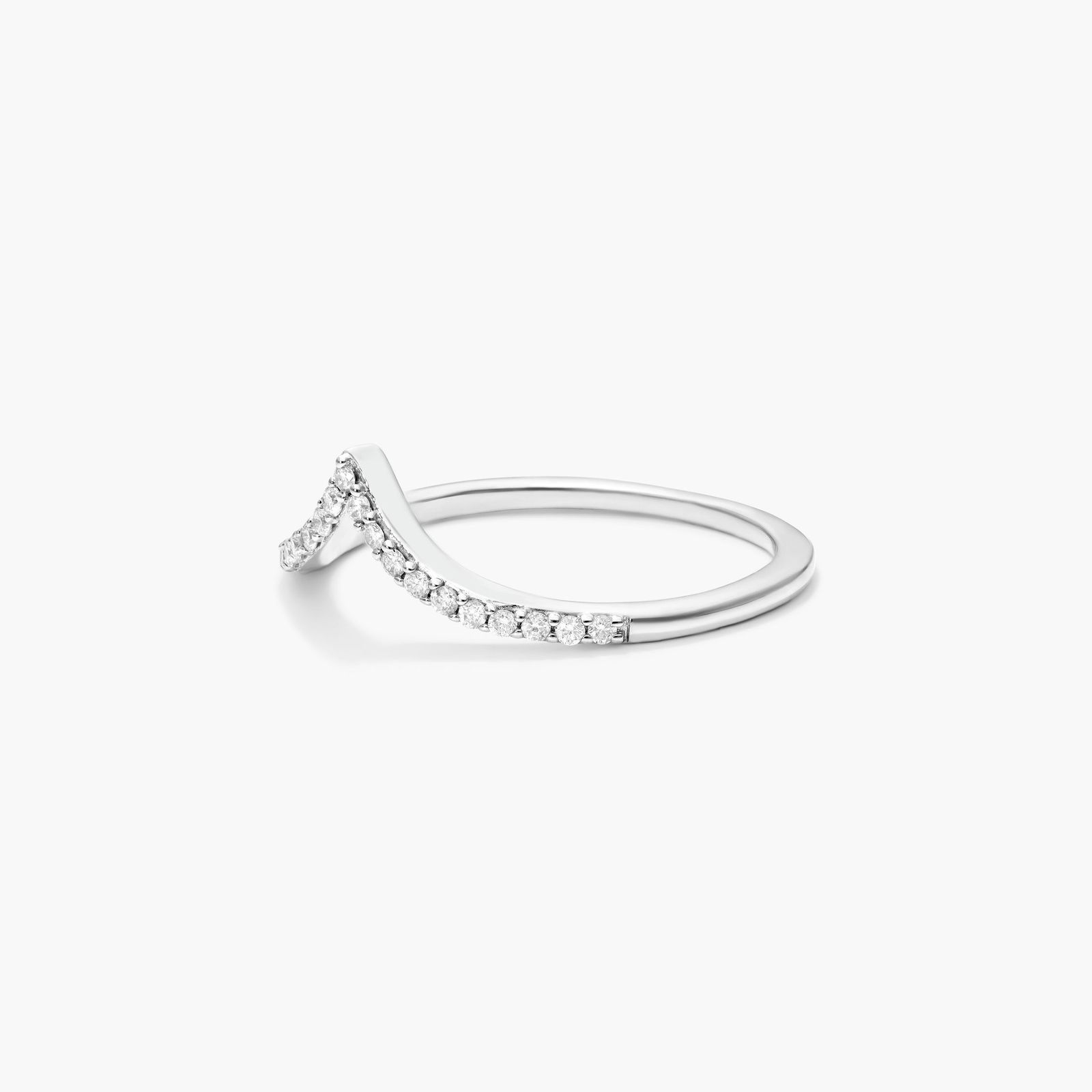 Deep V Diamond Ring In 14K White Gold