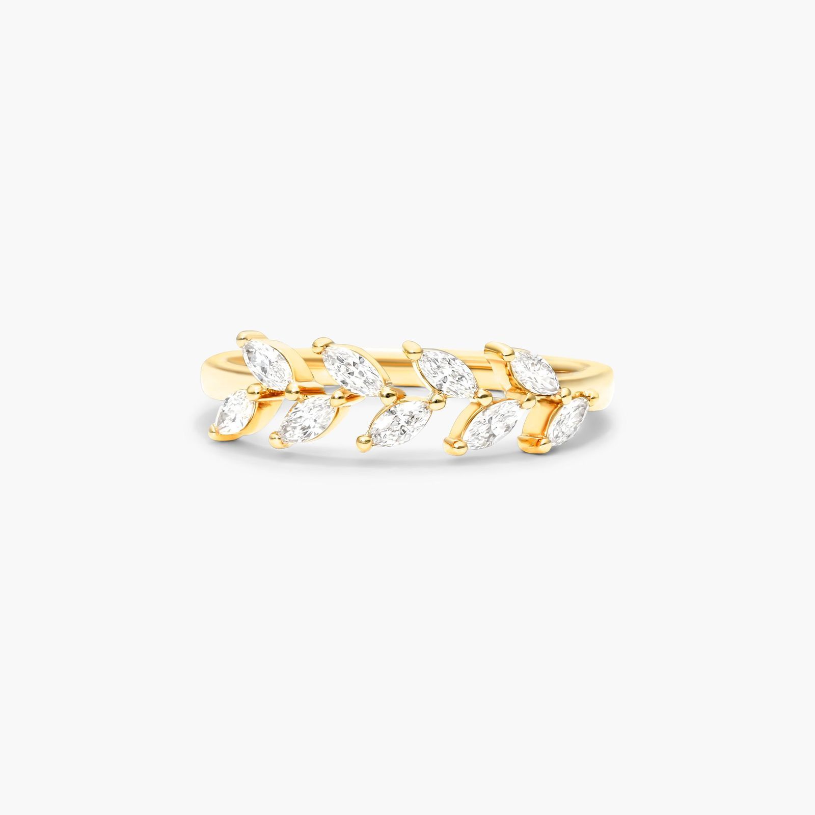 Barley Marquise Cut Diamond Ring In 14K Yellow Gold