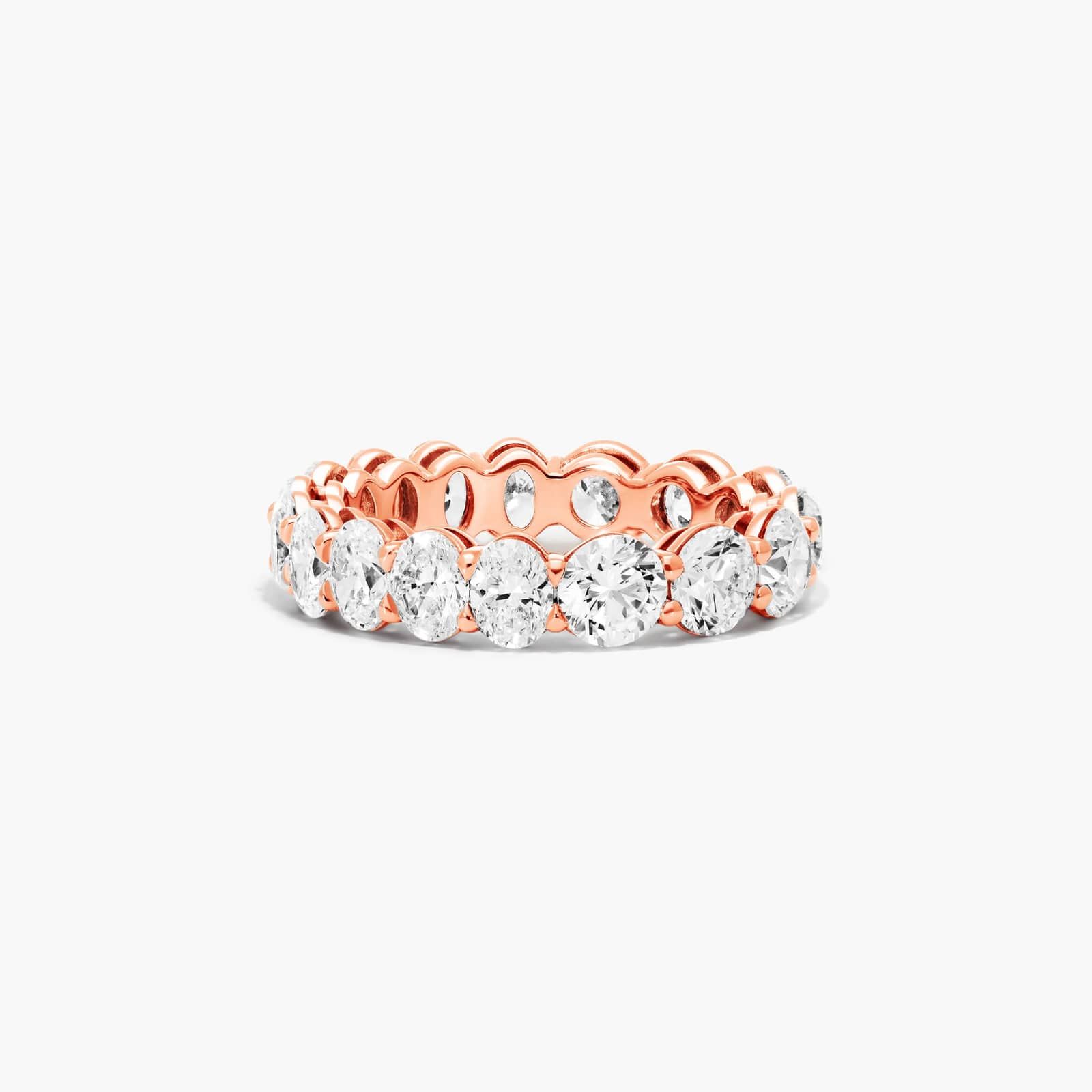 Half Round And Half Oval Cut Diamond Eternity Ring In 14K Rose Gold