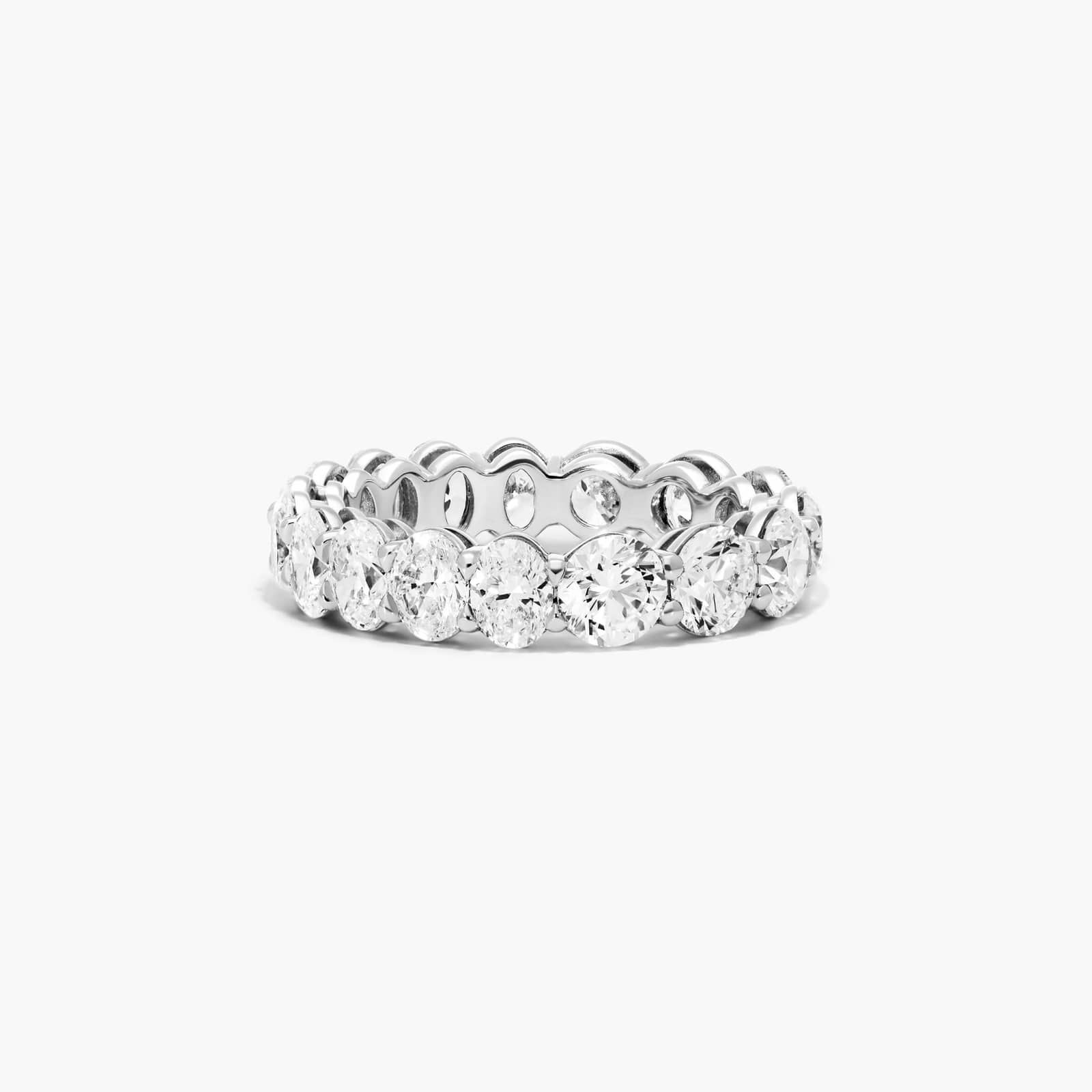 Half Round And Half Oval Cut Diamond Eternity Ring In 14K White Gold
