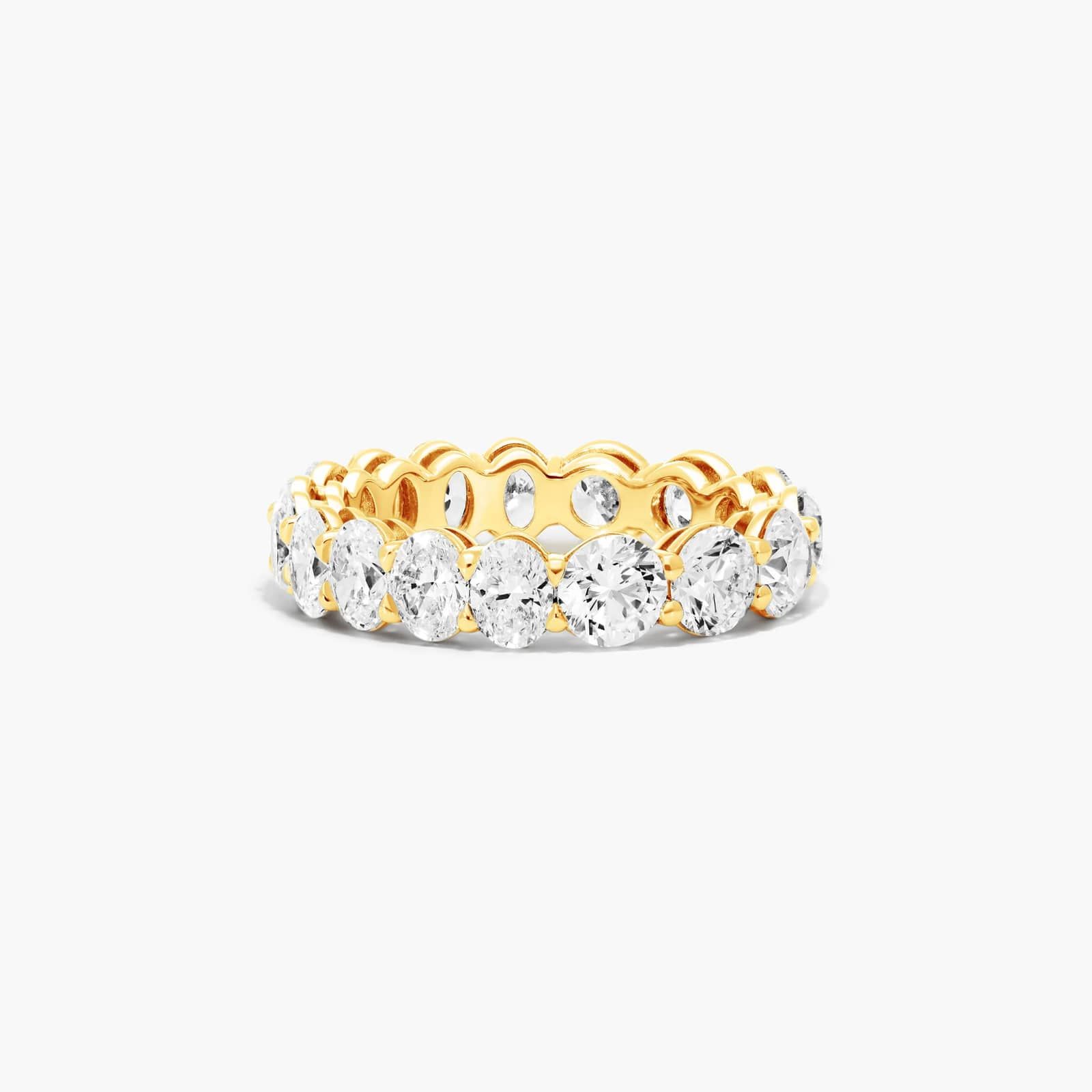 Half Round And Half Oval Cut Diamond Eternity Ring In 14K Yellow Gold