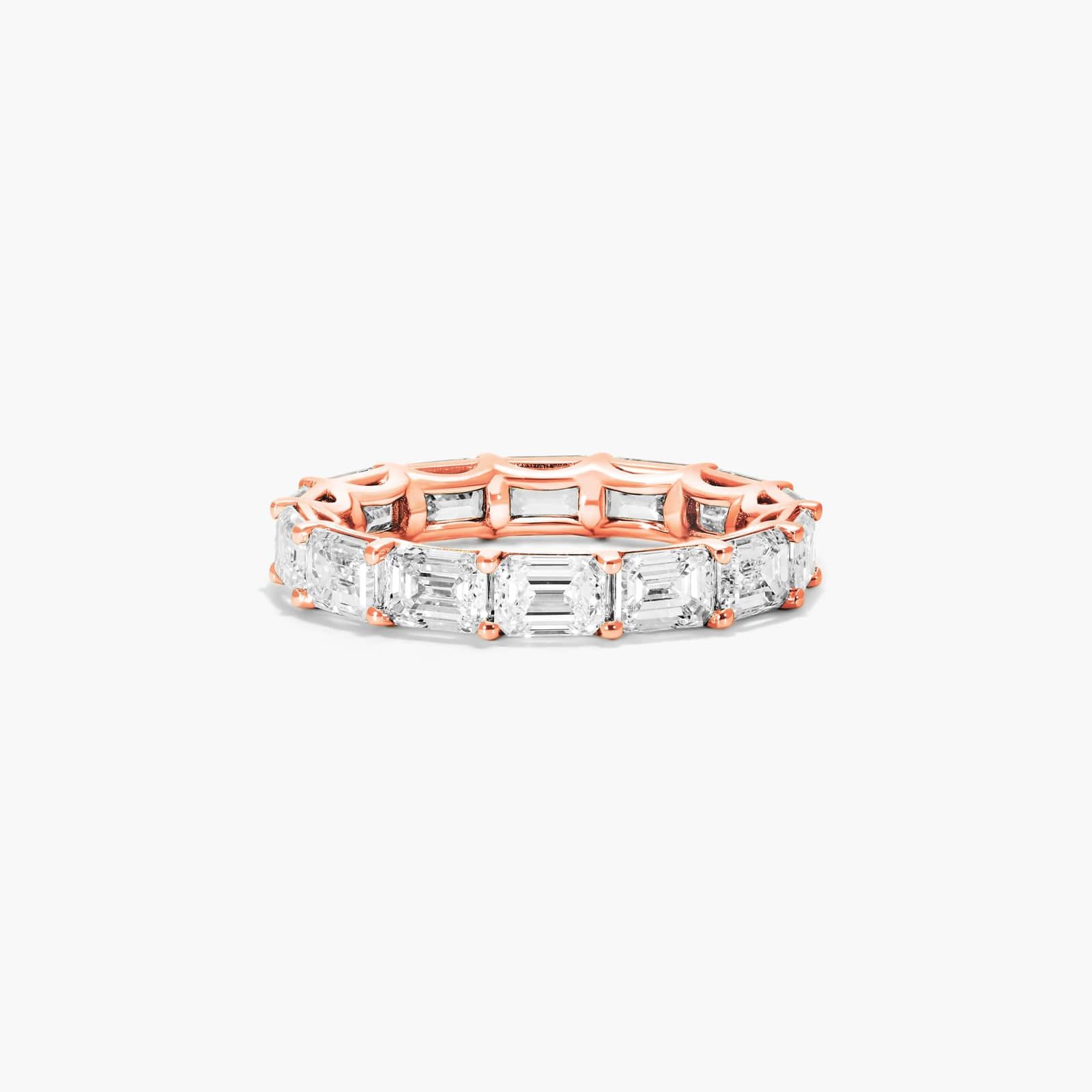 East-West Emerald Cut Diamond Eternity Ring In 14K Rose Gold