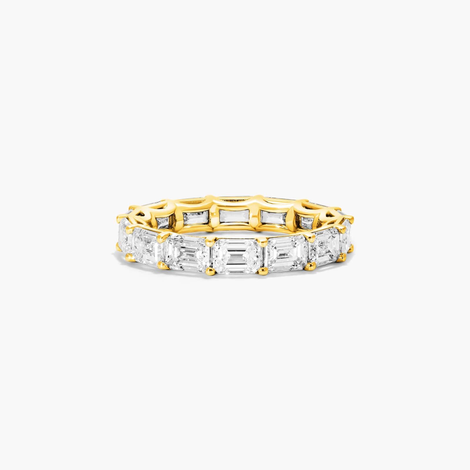 East-West Emerald Cut Diamond Eternity Ring In 14K Yellow Gold