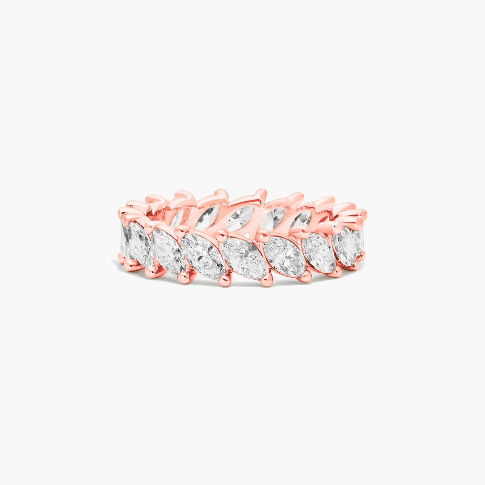 Diagonal Marquise Cut Diamond Eternity Ring In 14K Rose Gold