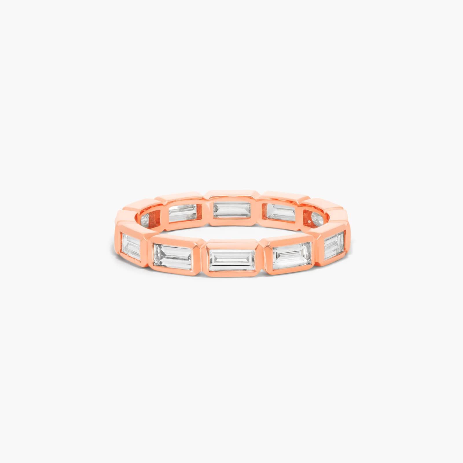 Baguette Cut Bezel Diamond Eternity Ring In 14K Rose Gold