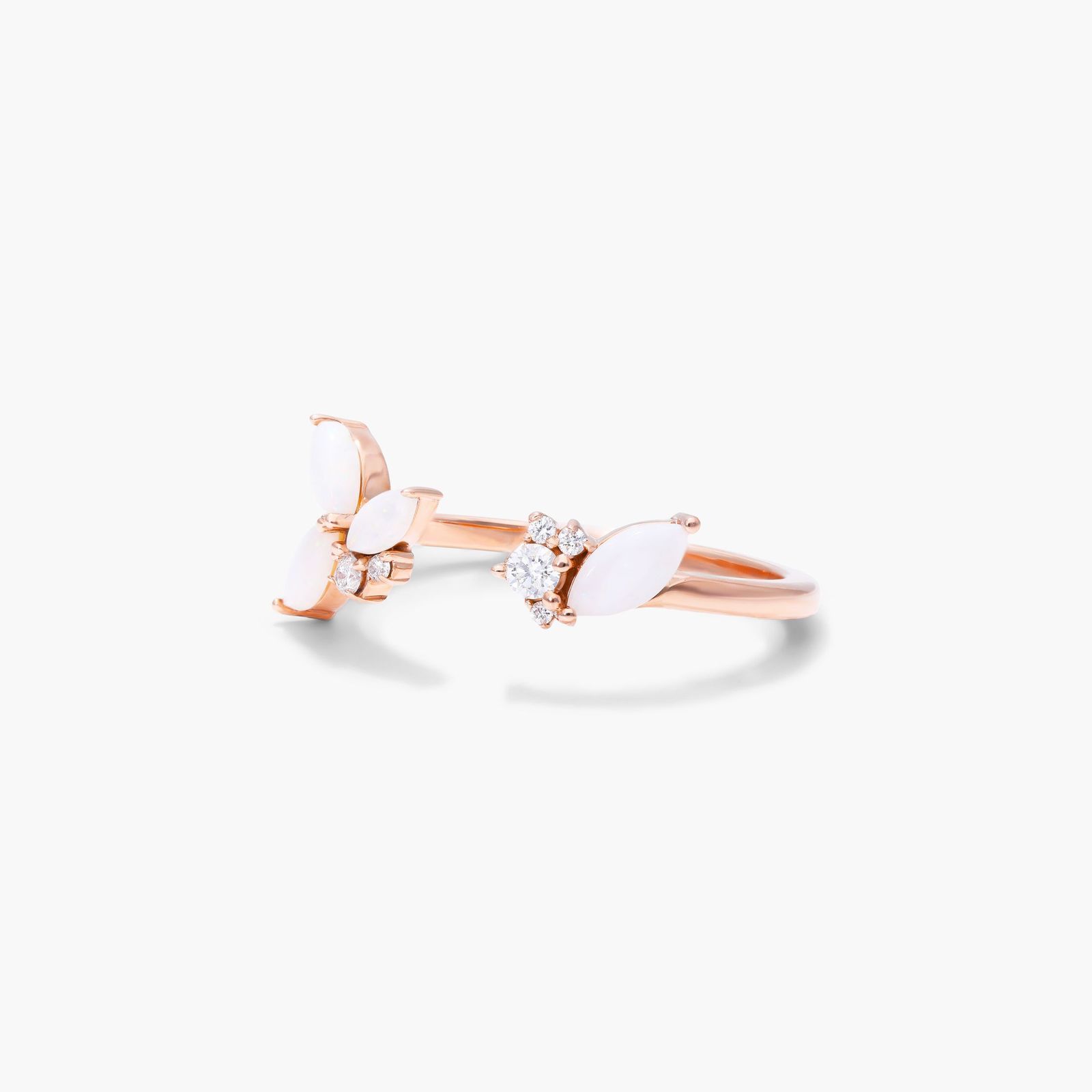 14K Rose Gold Open Opal and Diamond Ring