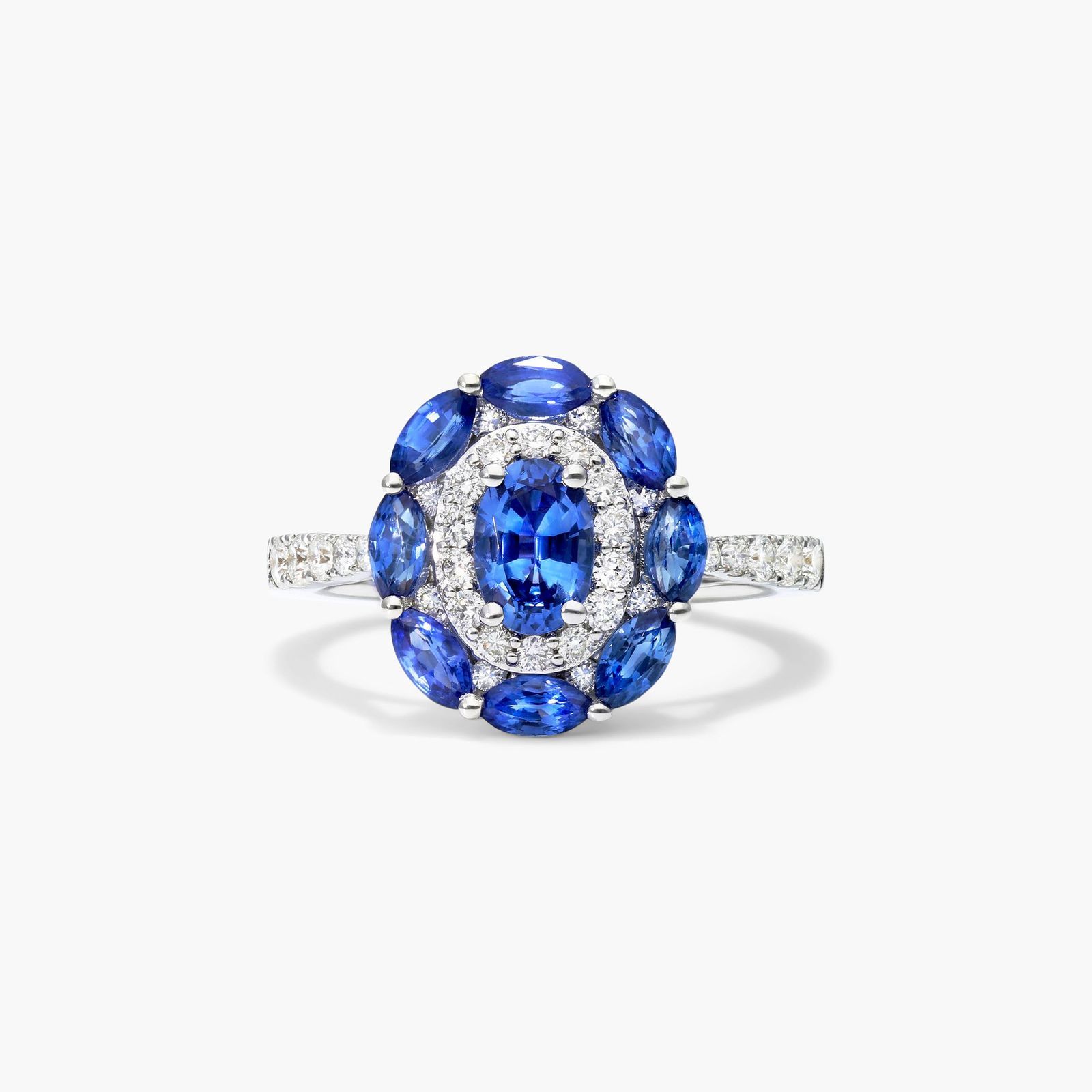 Imperial Sapphire And Diamond Ring In 14K White Gold