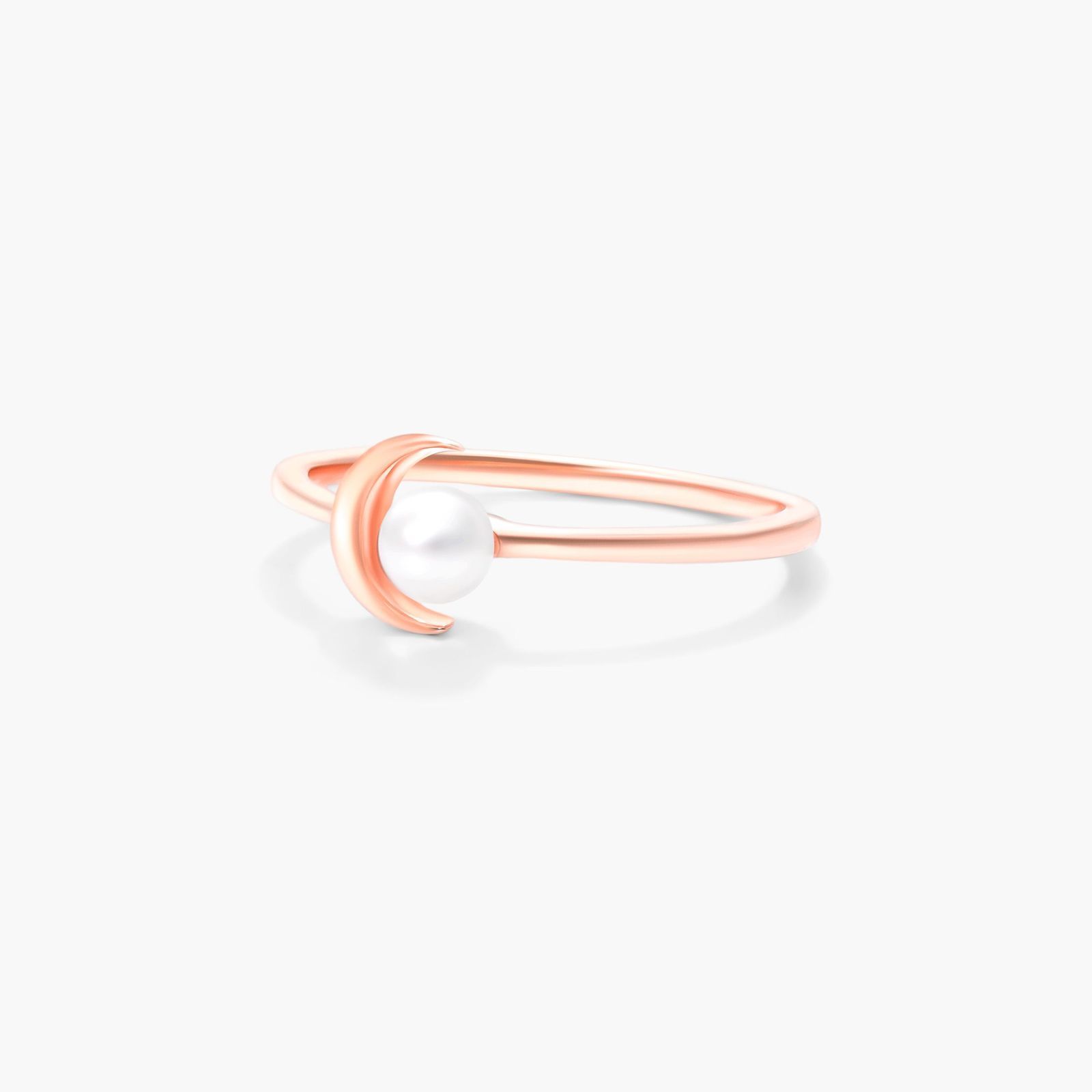 Freshwater Pearl Crescent Ring In 14K Rose Gold