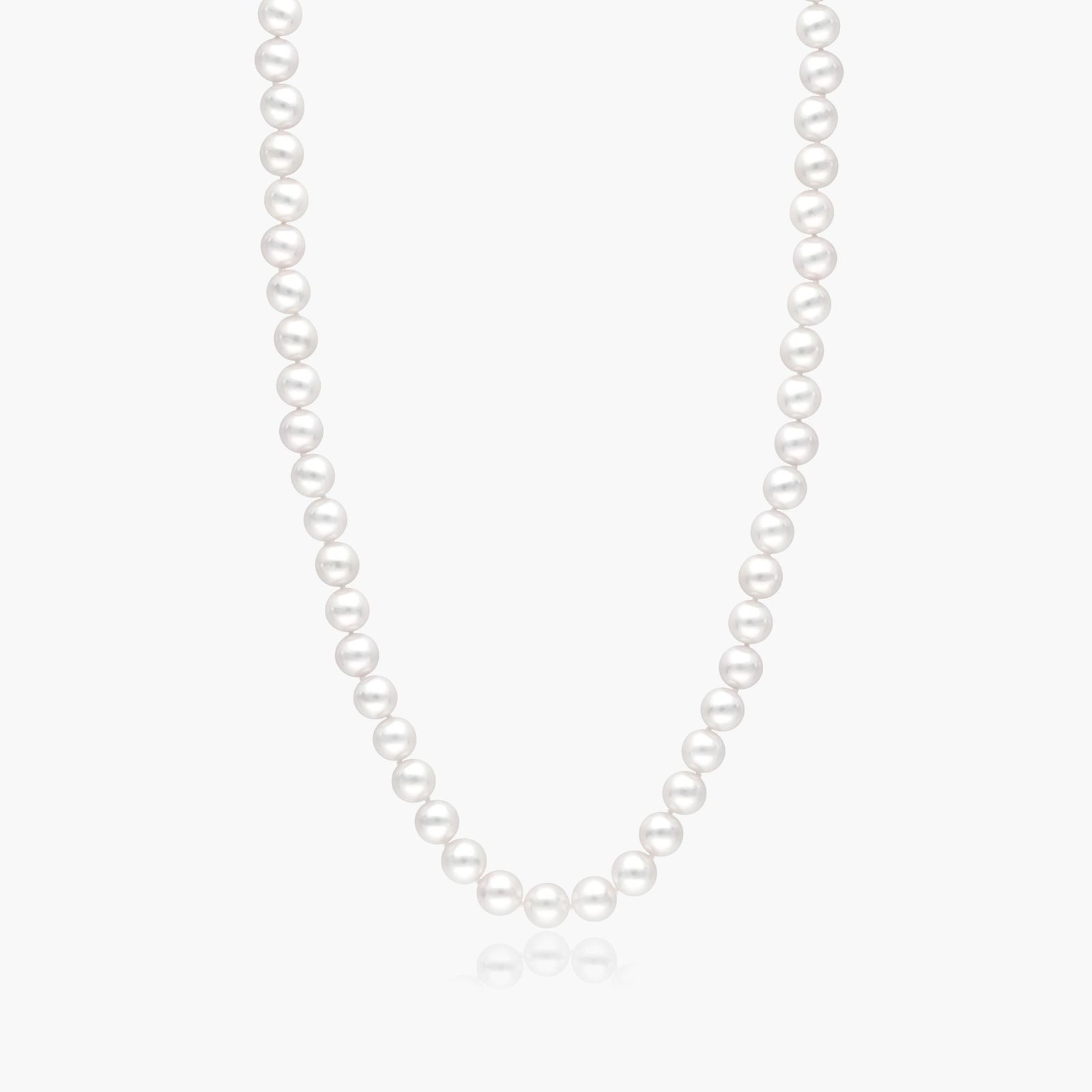 14K White Gold Akoya Cultured Pearl Ball Clasp 18" Necklace (7.5-8.0mm)