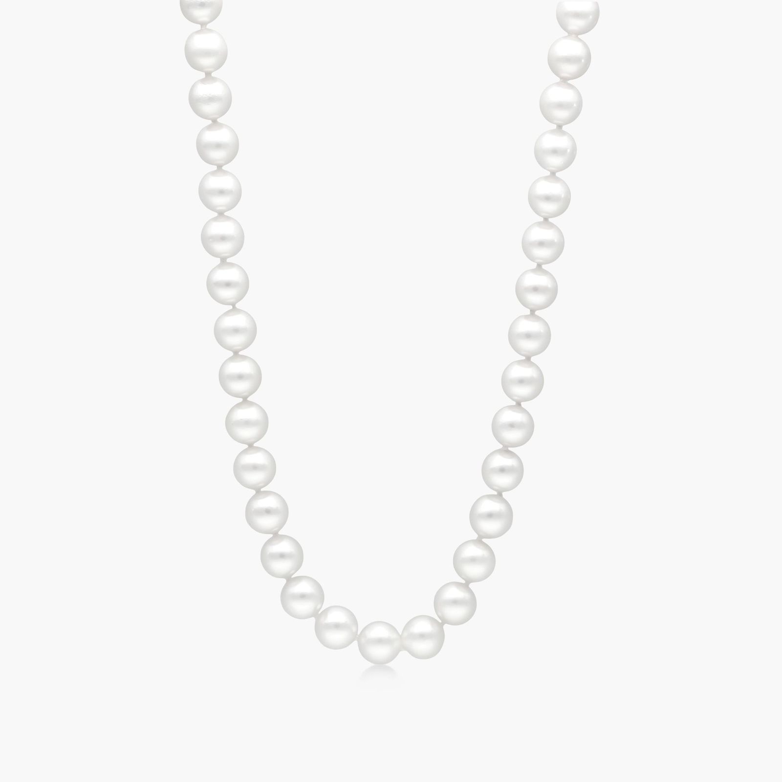 14K White Gold Akoya Cultured Pearl Ball Clasp 18" Necklace (8.0-8.5mm)