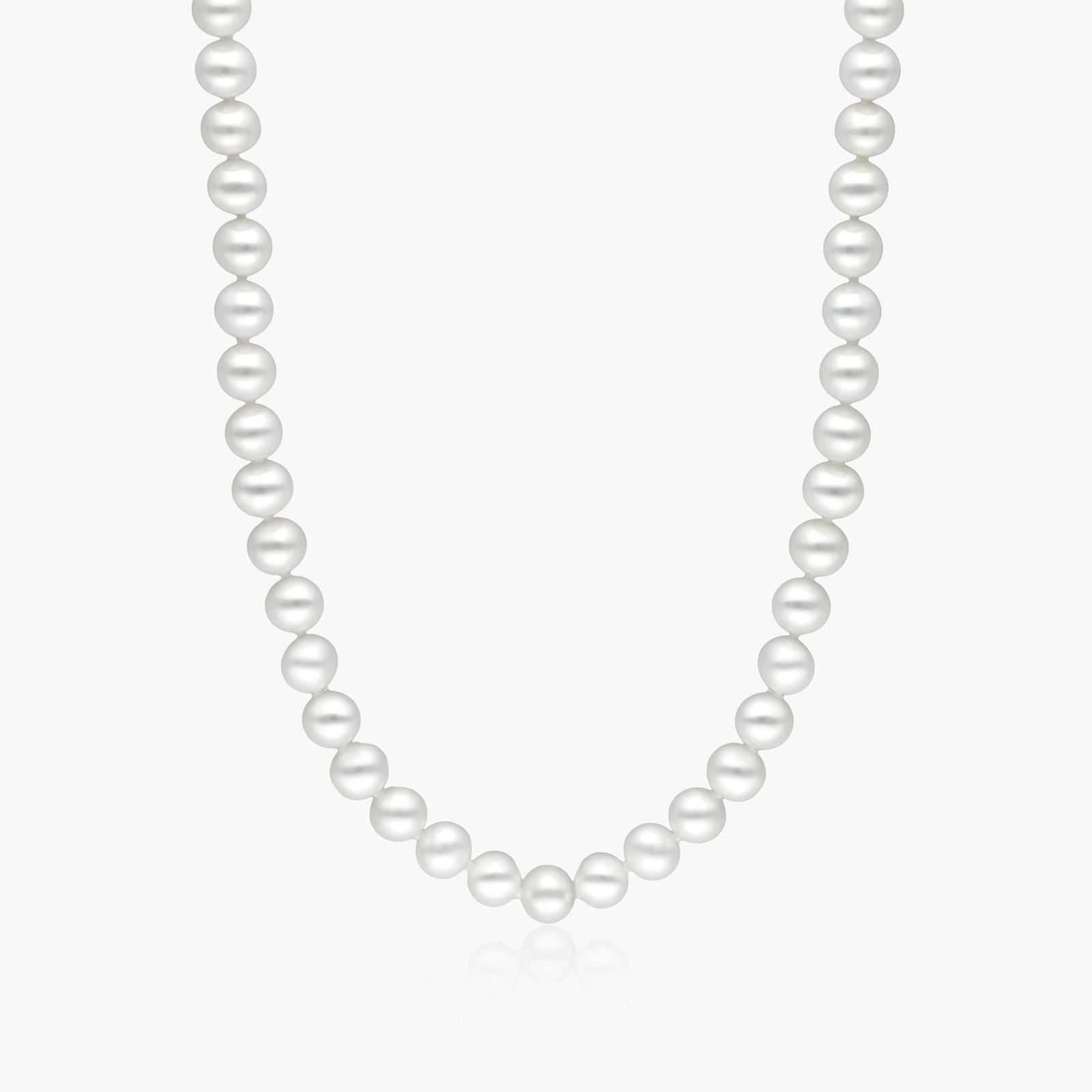 14K White Gold Freshwater Cultured Pearl Fish Clasp 18" Necklace (6.0-7.0mm)
