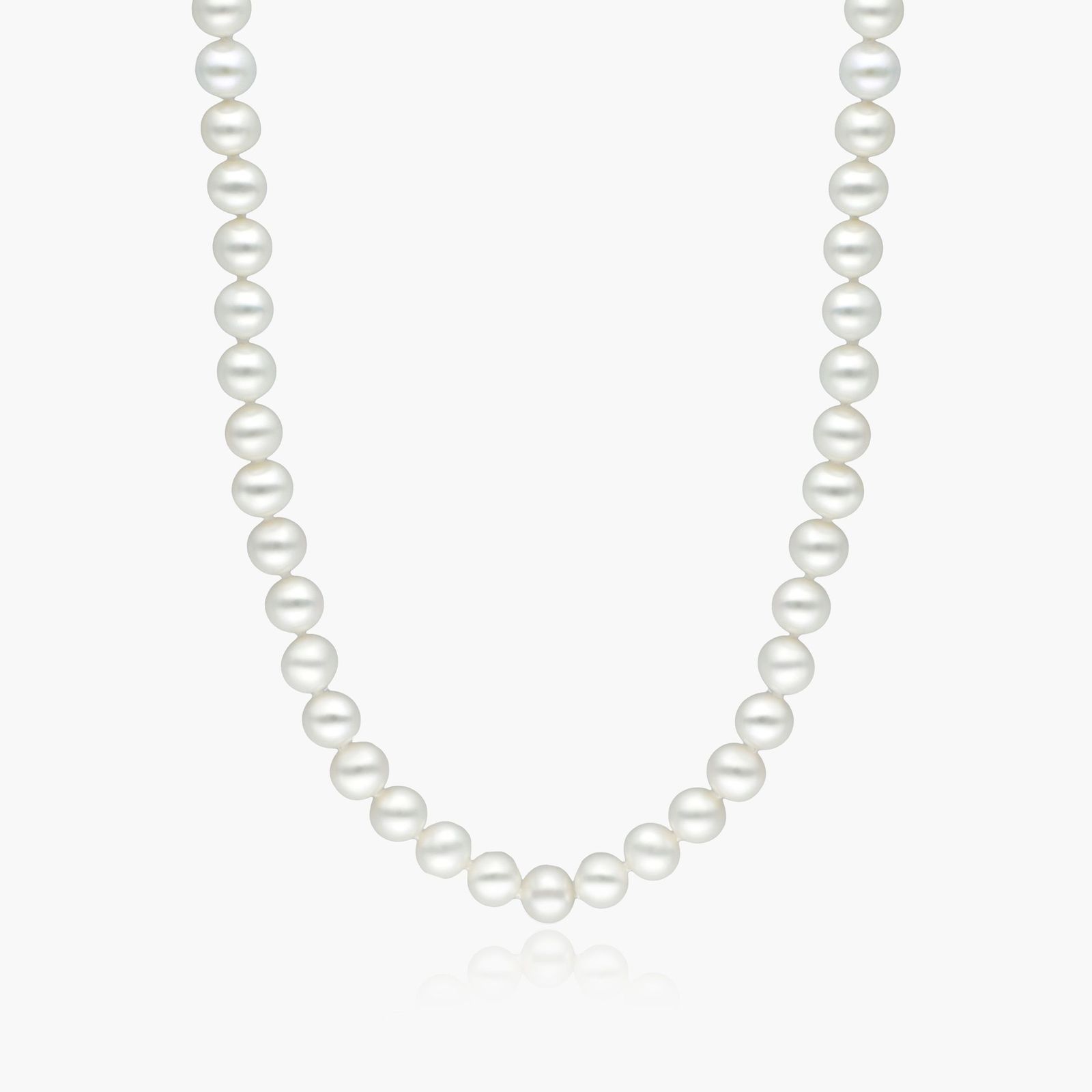 14K Yellow Gold Freshwater Cultured Pearl Fish Clasp 18" Necklace (6.0-7.0mm)