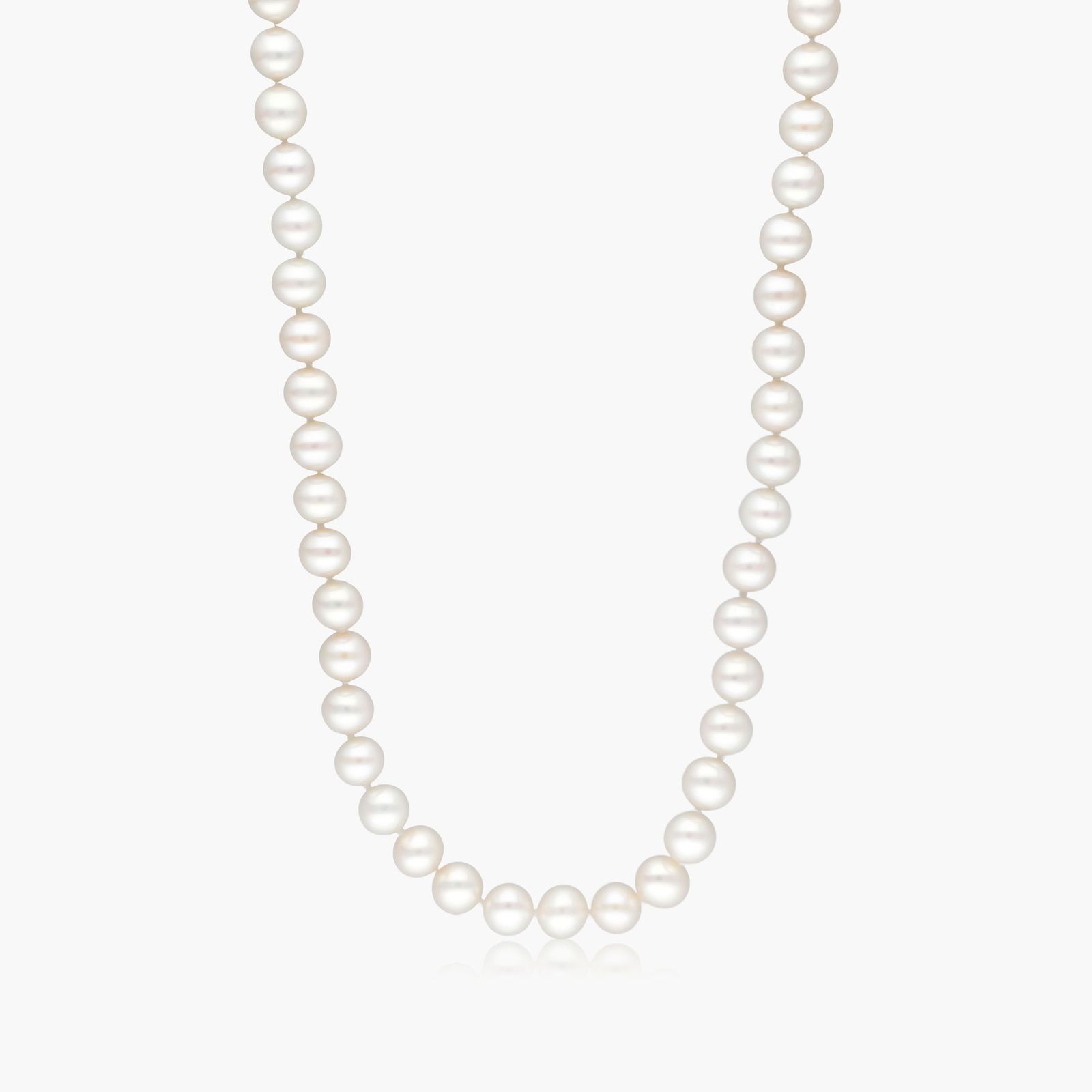 14K White Gold Freshwater Cultured Pearl Fish Clasp 18" Necklace (7.0-8.0mm)