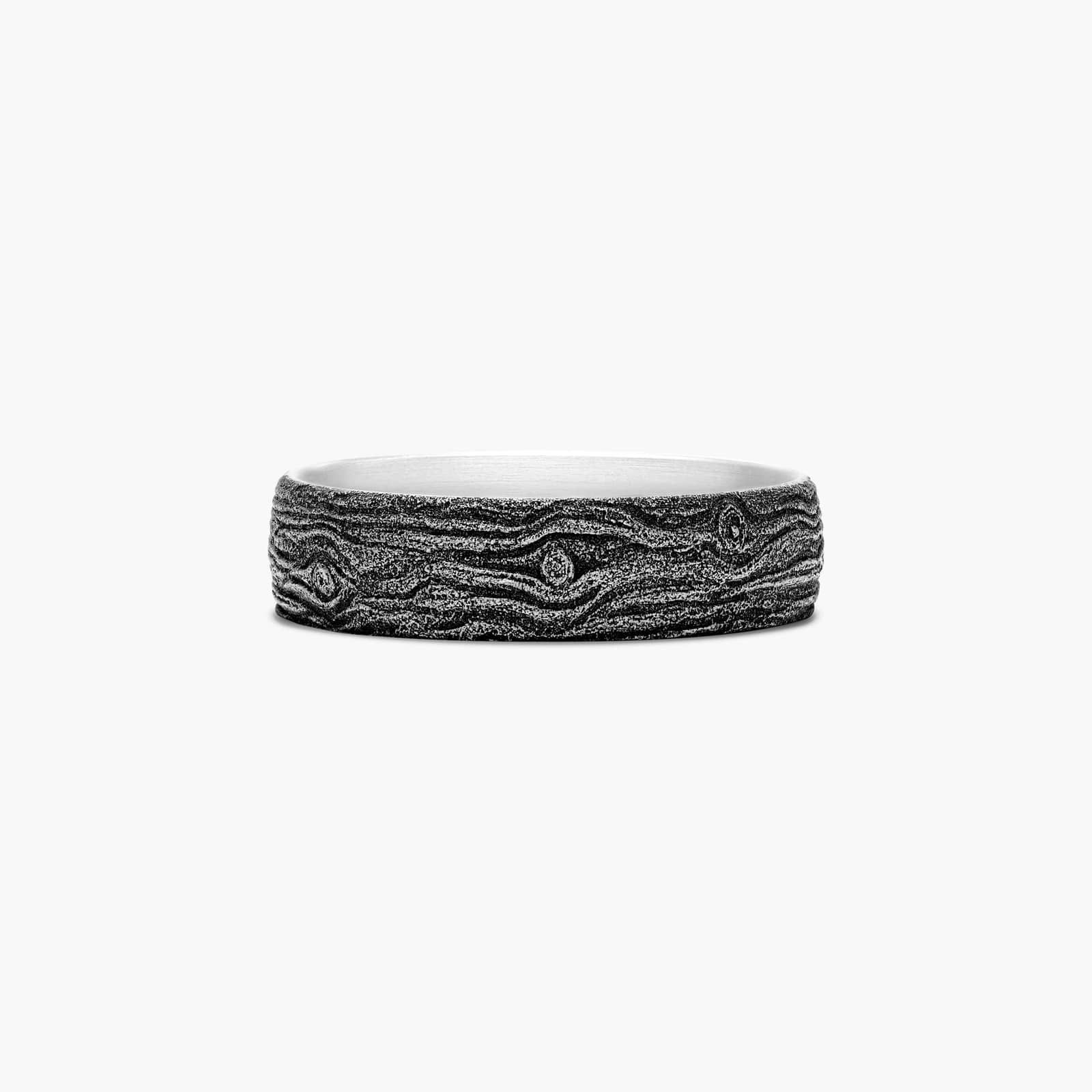 Blackened Comfort Fit Log Knot Pattern Men's Wedding Band In Platinum (6.00mm)