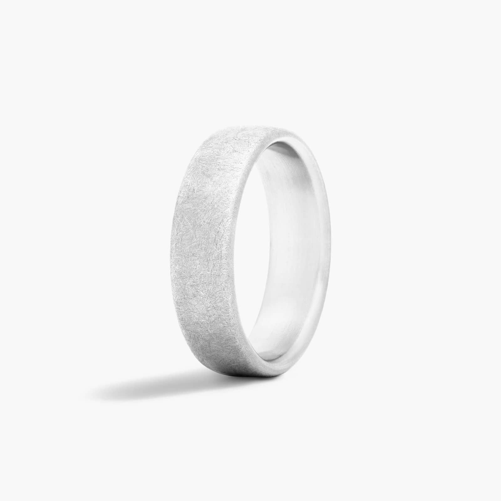 Comfort Fit Swirl Finish Men's Wedding Band In 18K White Gold (6.50mm)