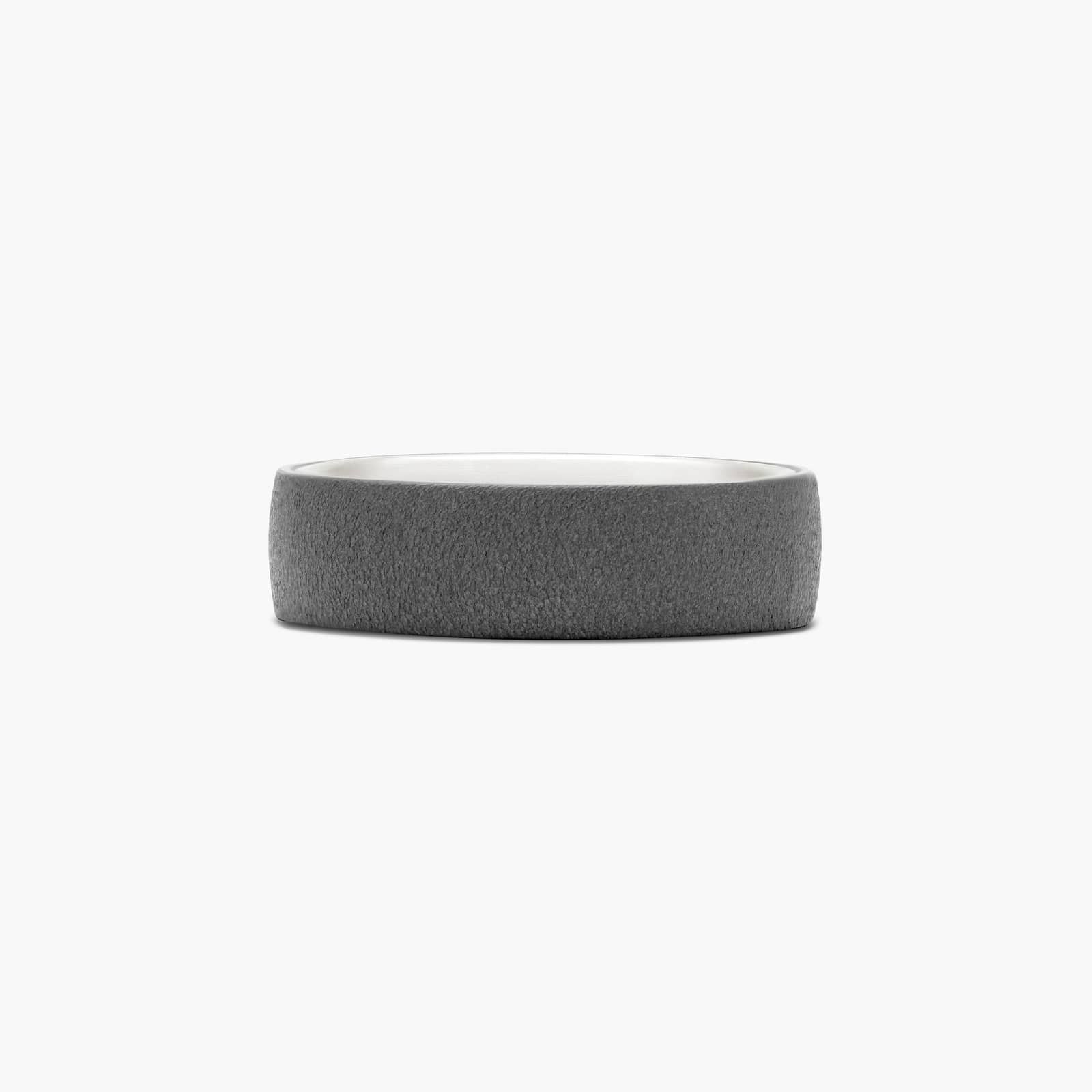 Wire Brushed Finish Men's Wedding Band With 14K White Gold Inside In Blackened Tantalum (6.50mm)