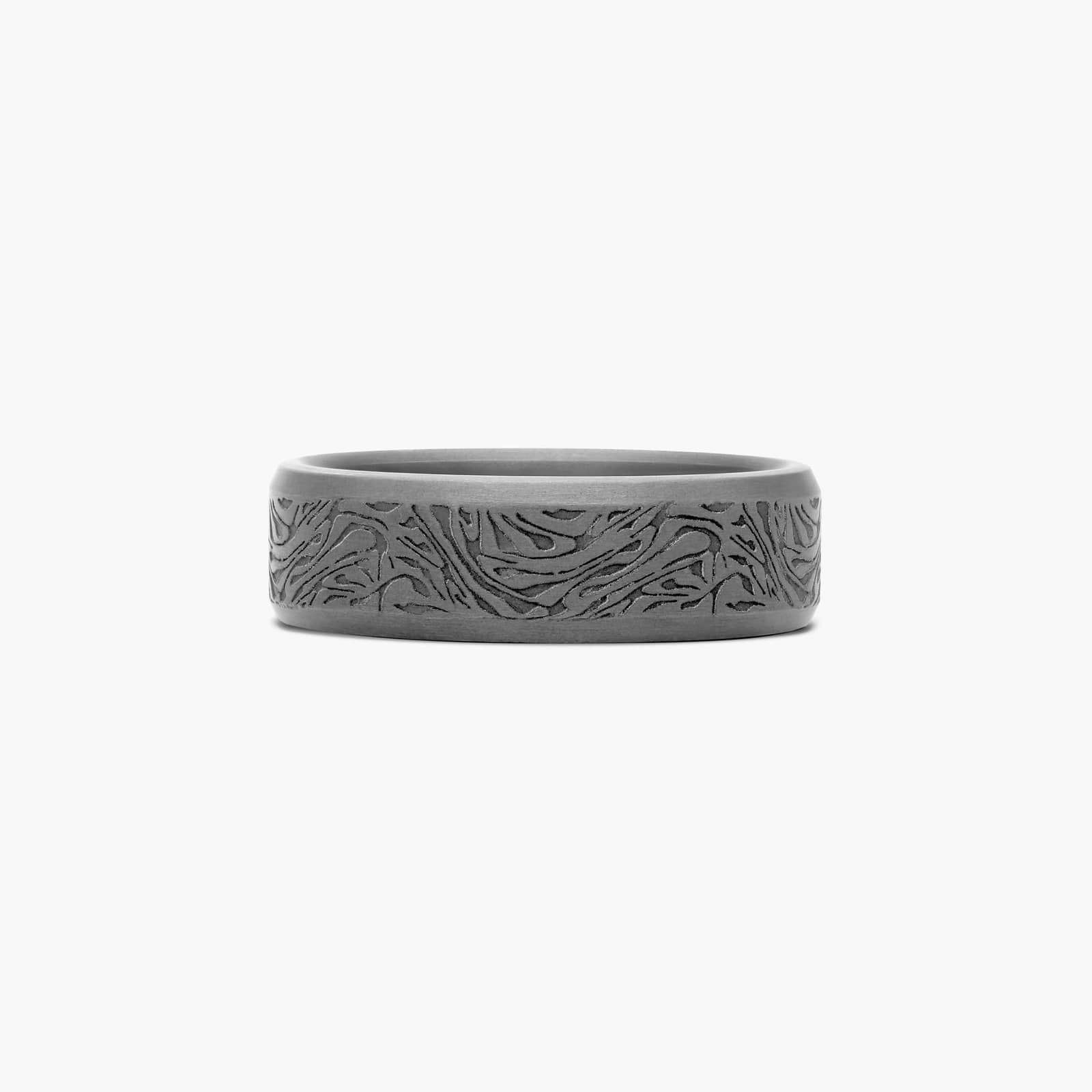 Comfort Fit Faux Mokume Pattern Men's Wedding Band In Tantalum (7.00mm)