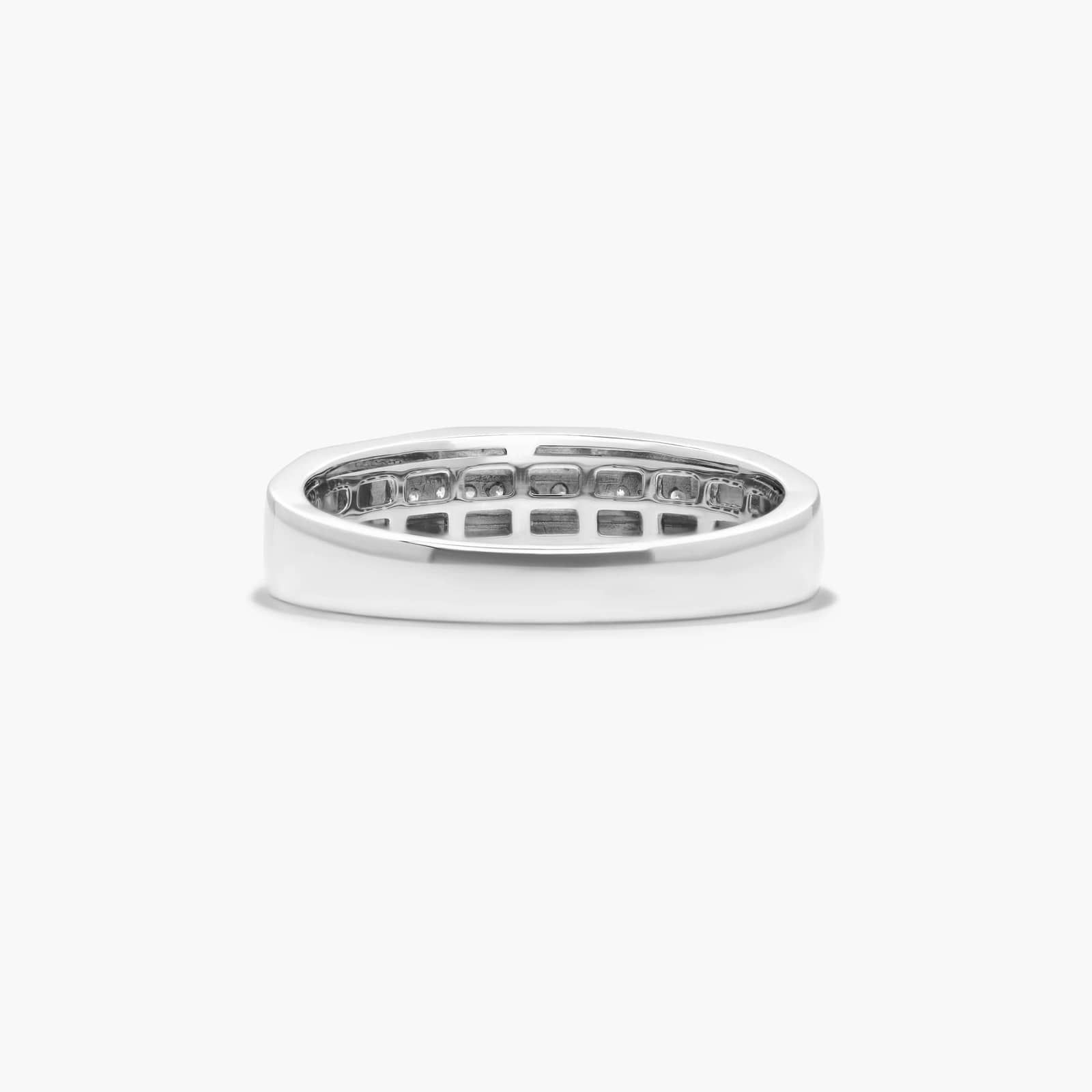 Channel Set Geometric Men's Diamond Wedding Band In 14K White Gold (6.50mm)