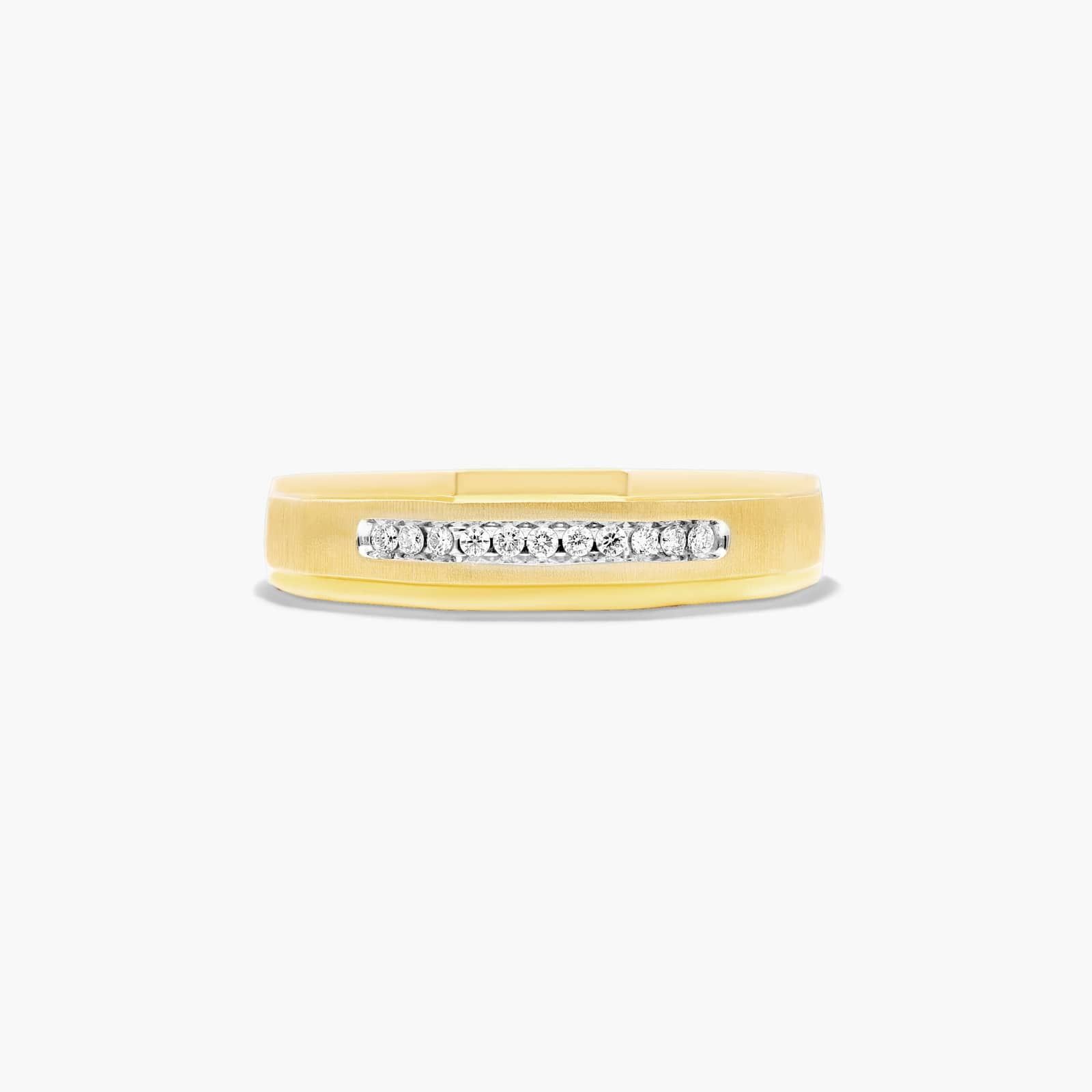 Channel Set Geometric Men's Diamond Wedding Band In 14K Yellow Gold (6.50mm)