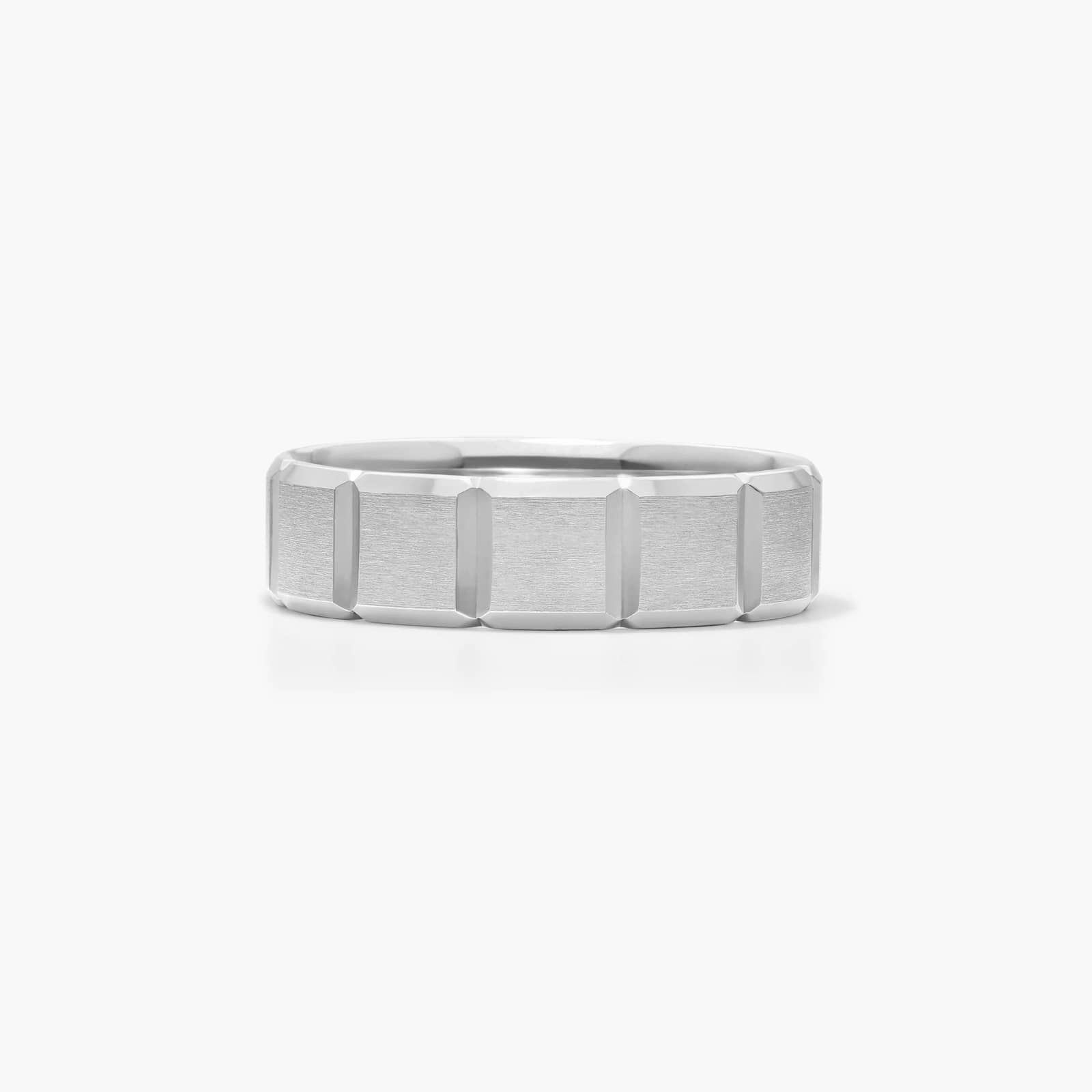 Block Pattern Satin Finish Men's Wedding Band In Platinum (6.00mm)