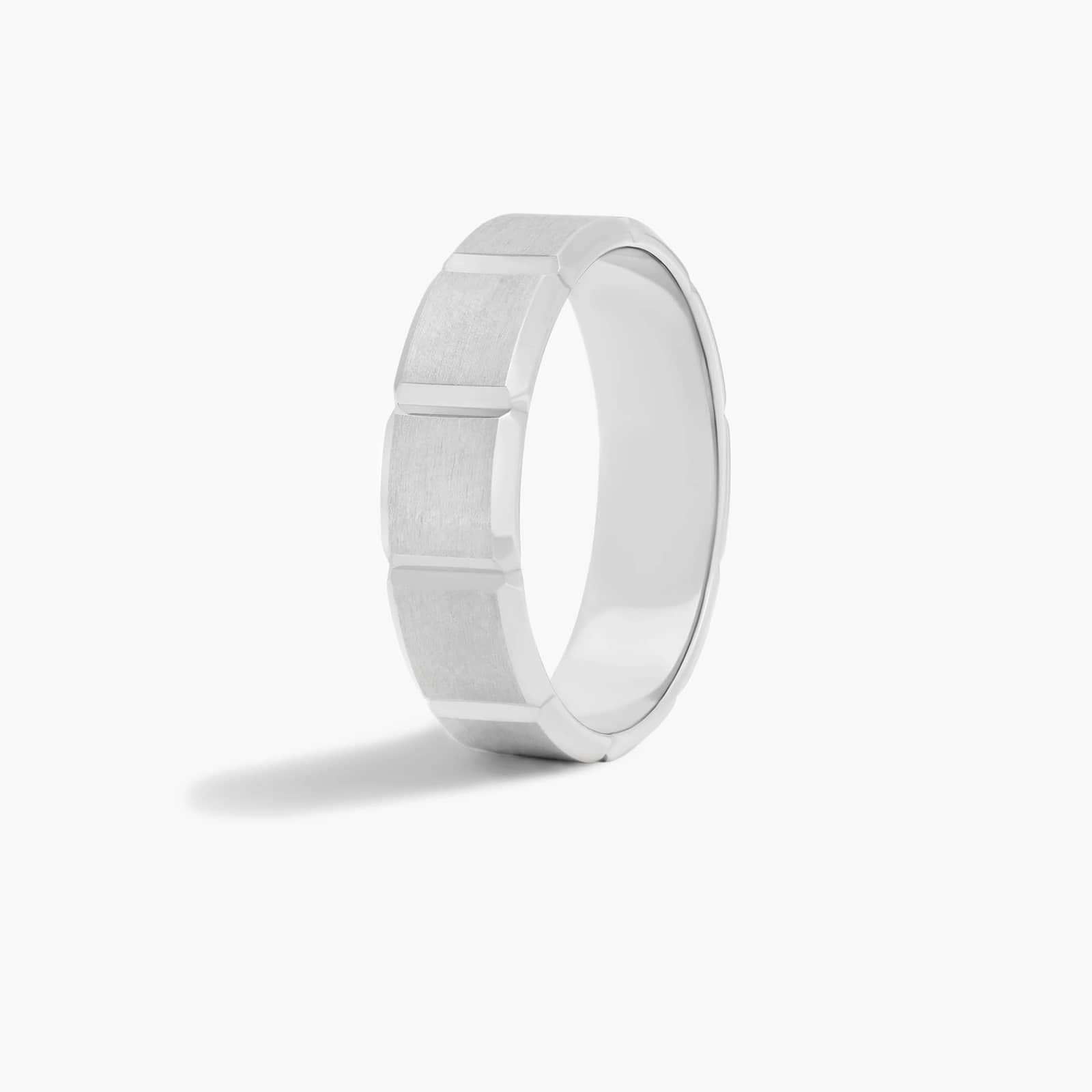 Block Pattern Satin Finish Men's Wedding Band In Platinum (6.00mm)