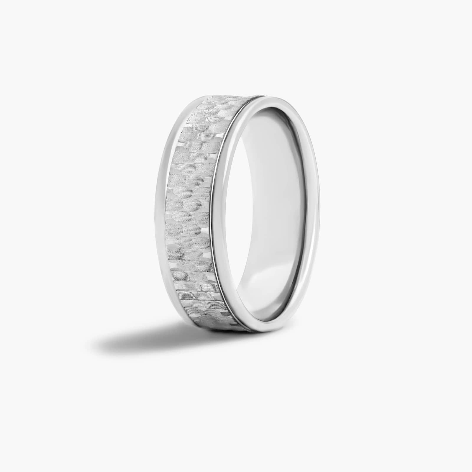 Checker Design Men's Wedding Band In 14K White Gold (7.00mm)