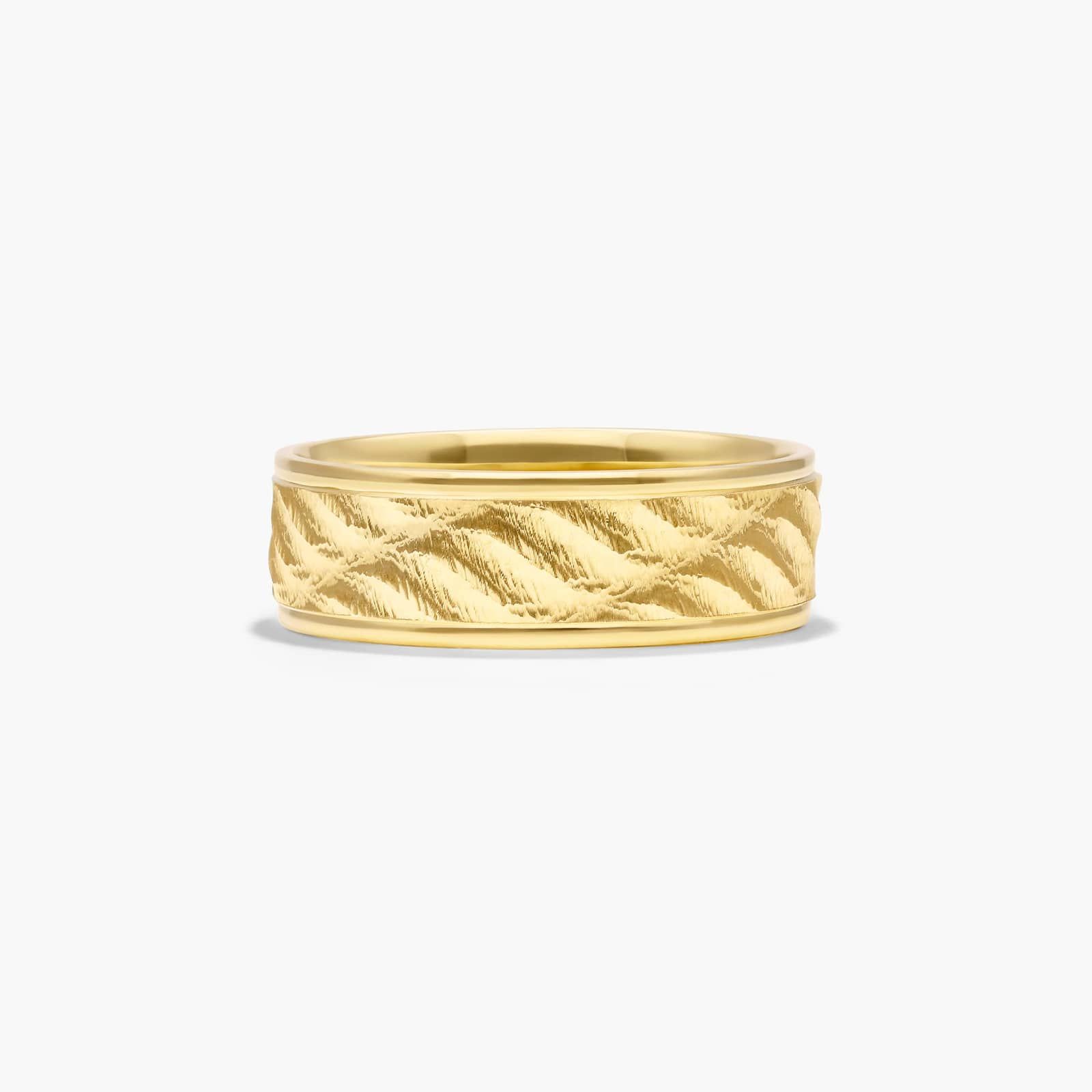 Wave Design Men's Wedding Band In 14K Yellow Gold (7.00mm)