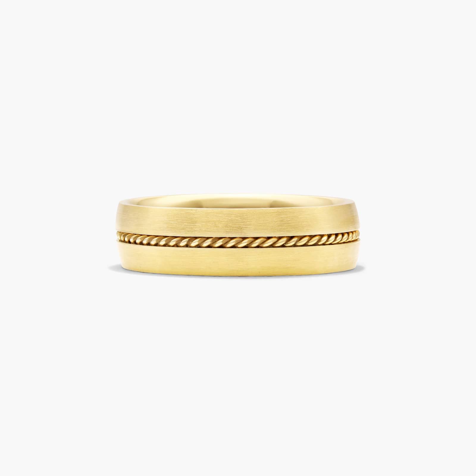 Cable Insert Satin Finish Men's Wedding Band In 18K Yellow Gold (6.00mm)