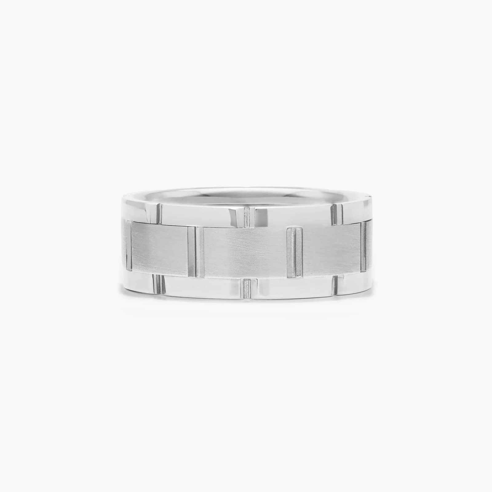 Brick Pattern Men's Comfort Fit Wedding Band In Platinum (8.50mm)