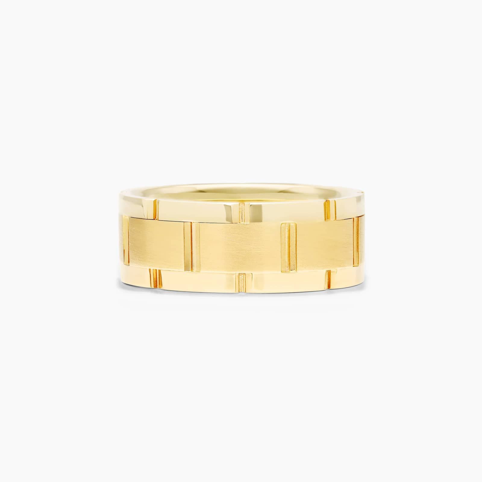 Brick Pattern Men's Comfort Fit Wedding Band In 14K Yellow Gold (8.50mm)