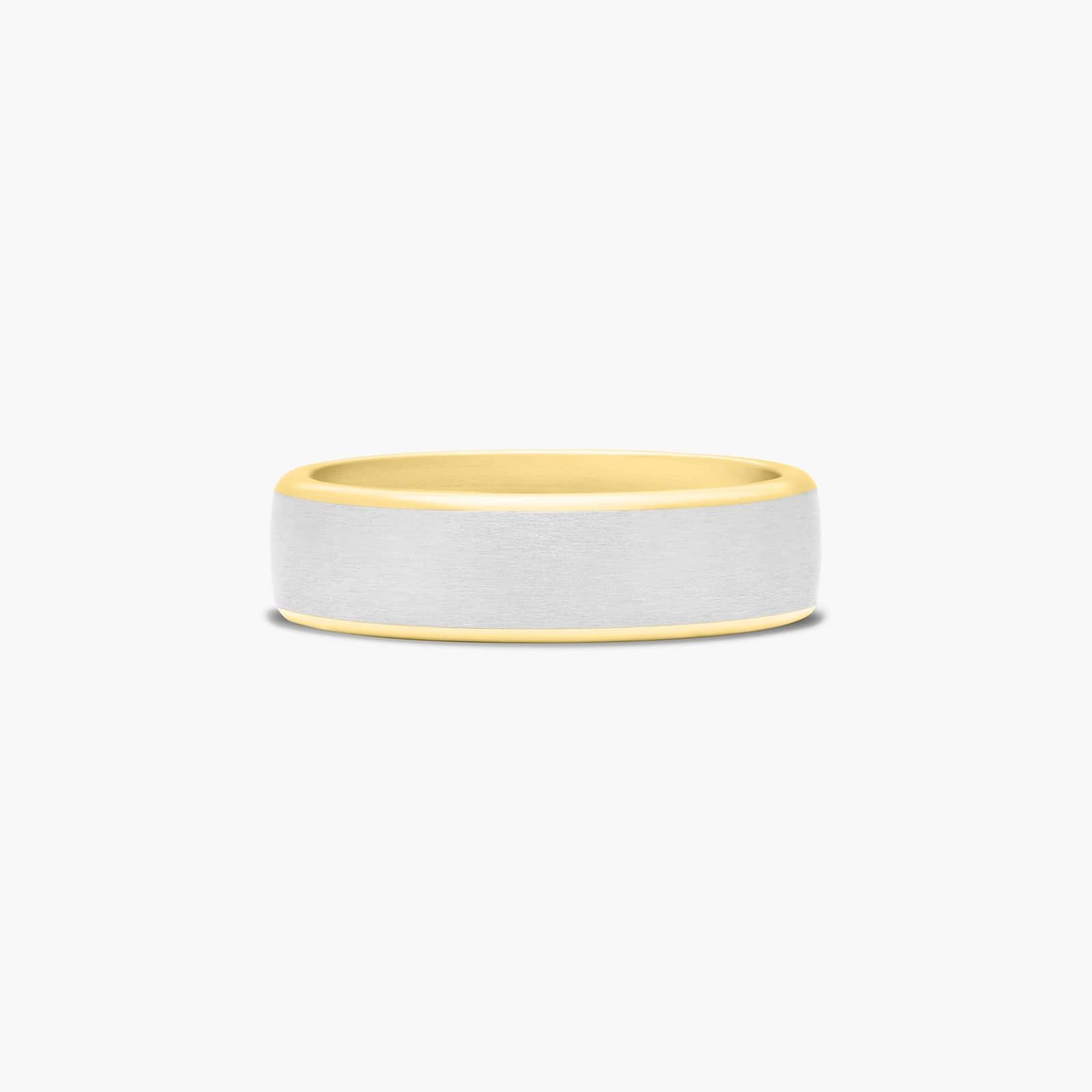 Comfort Fit Smooth Satin Finish Men's Wedding Band In 14K Yellow And White Gold (6.50mm)