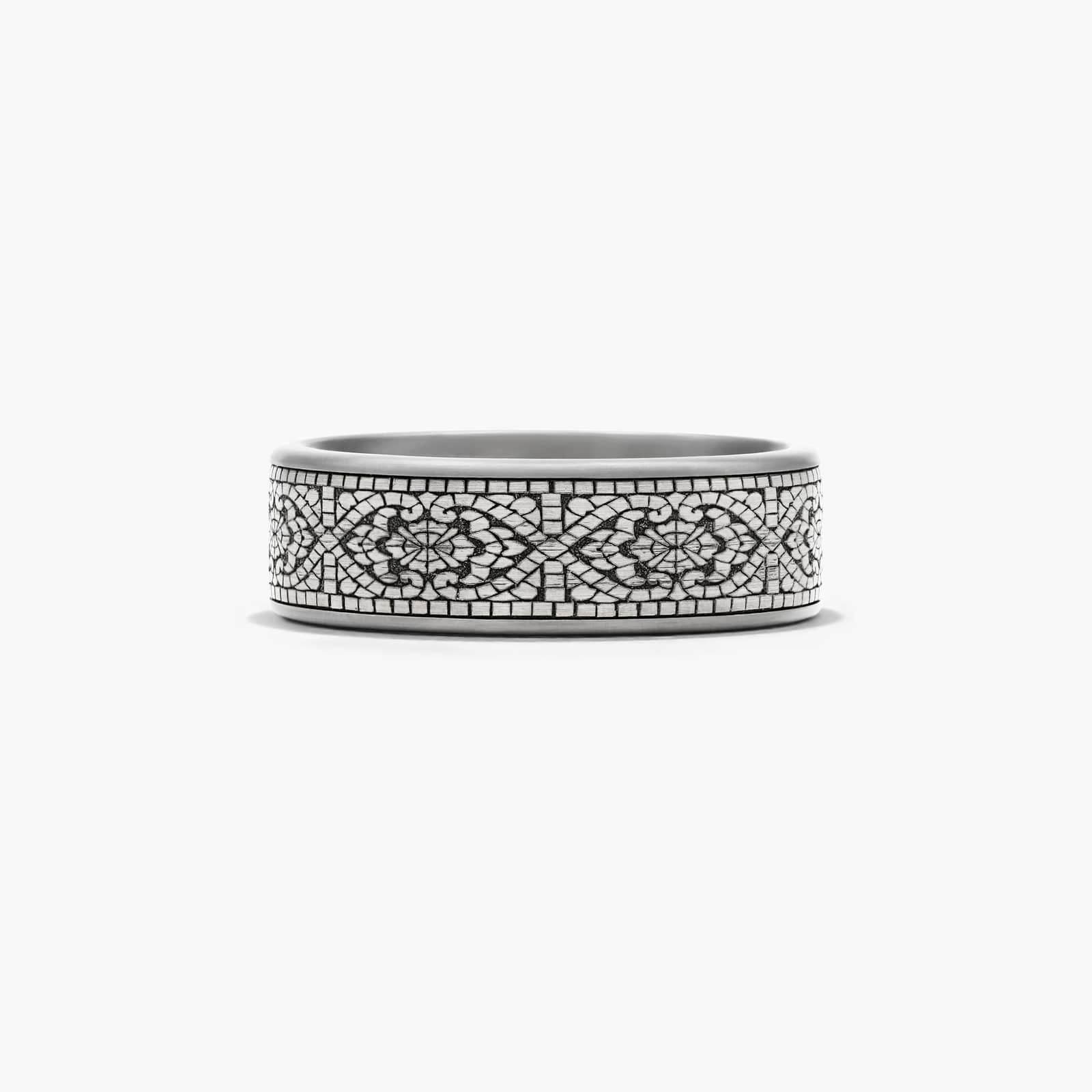 Mosaic Pattern Men's Wedding Band In Tantalum (7.50mm)