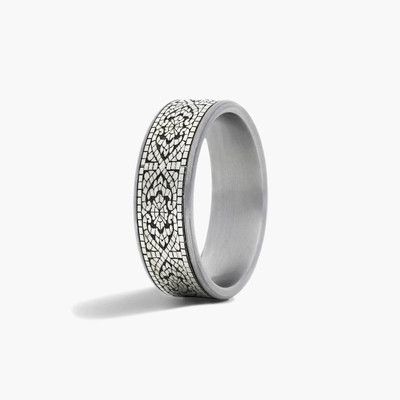 Mosaic Pattern Men's Wedding Band In Tantalum (7.50mm)