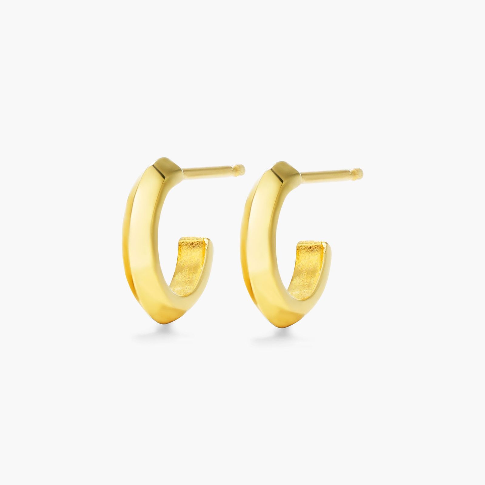Knife Edge Hoop Earrings In 14K Yellow Gold