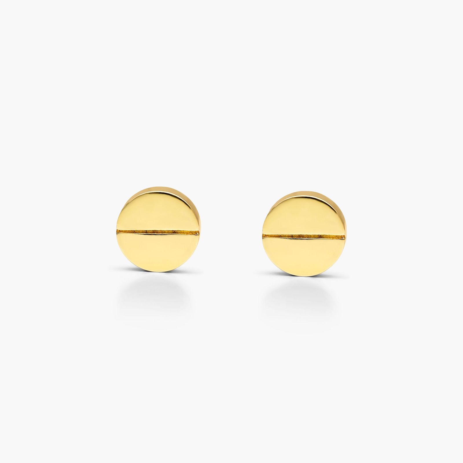 Slotted Disk Stud Earrings In 14K Yellow Gold