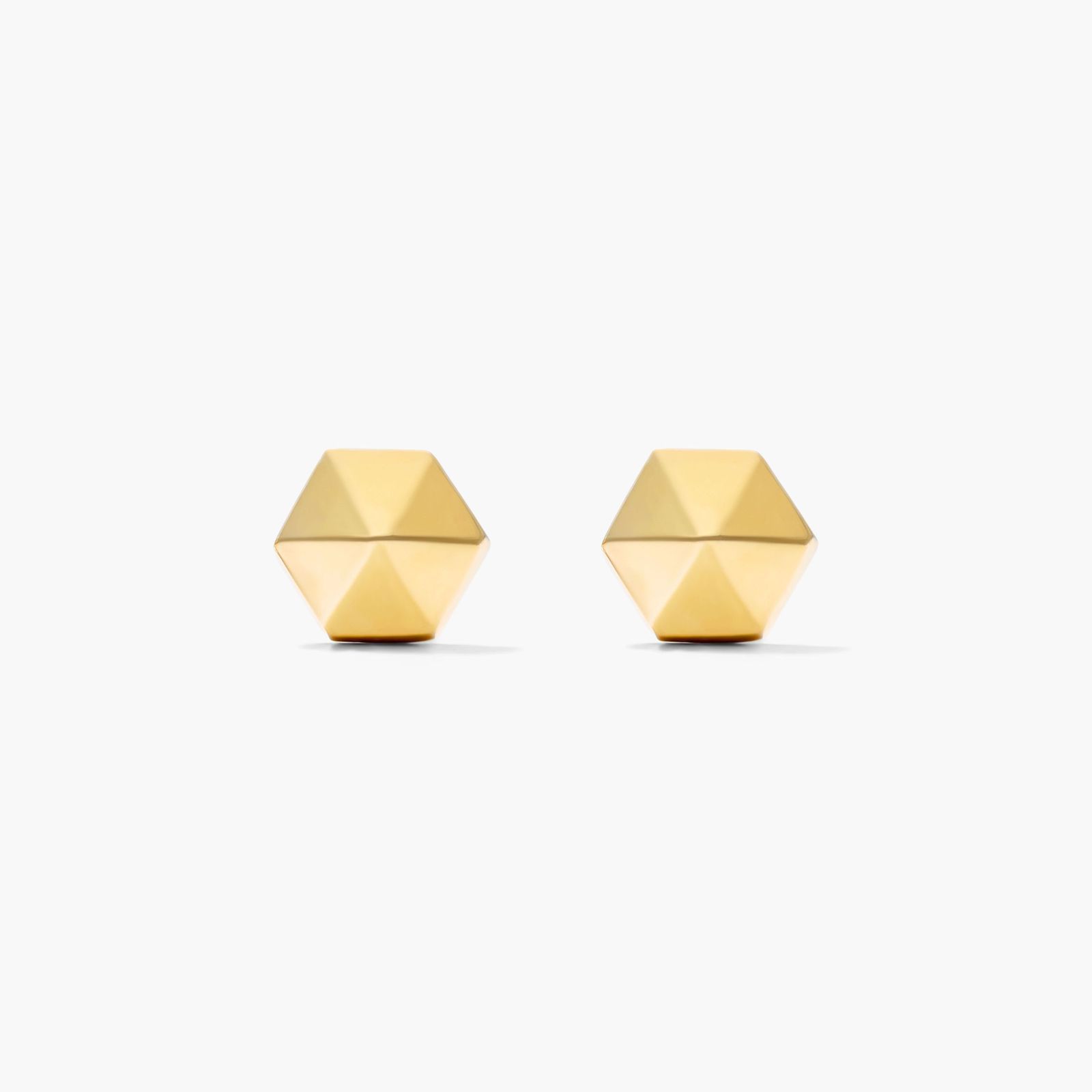 Hexagonal Pyramid Stud Earrings In 14K Yellow Gold
