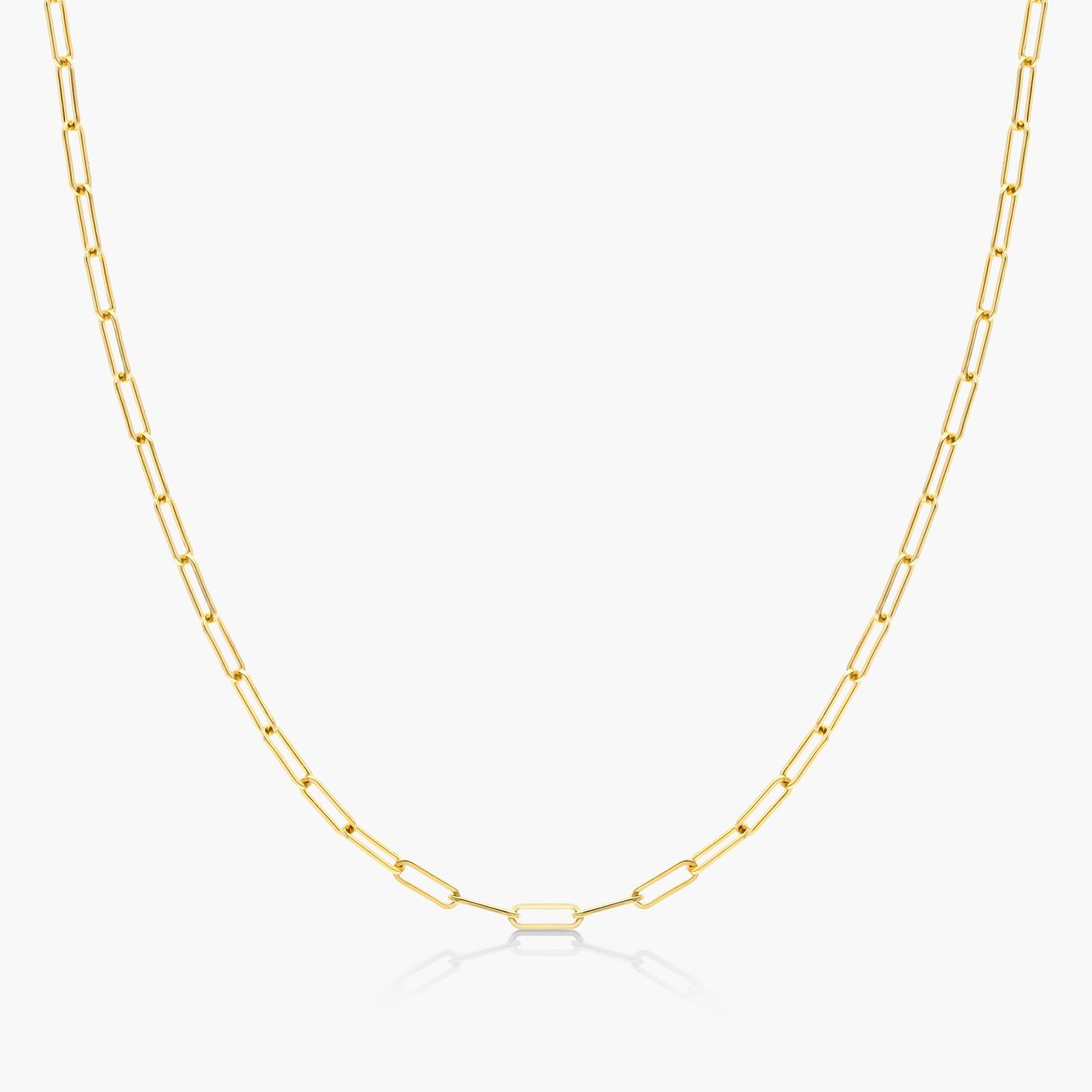 14K Yellow Gold 1.5mm Dainty Paperclip Chain