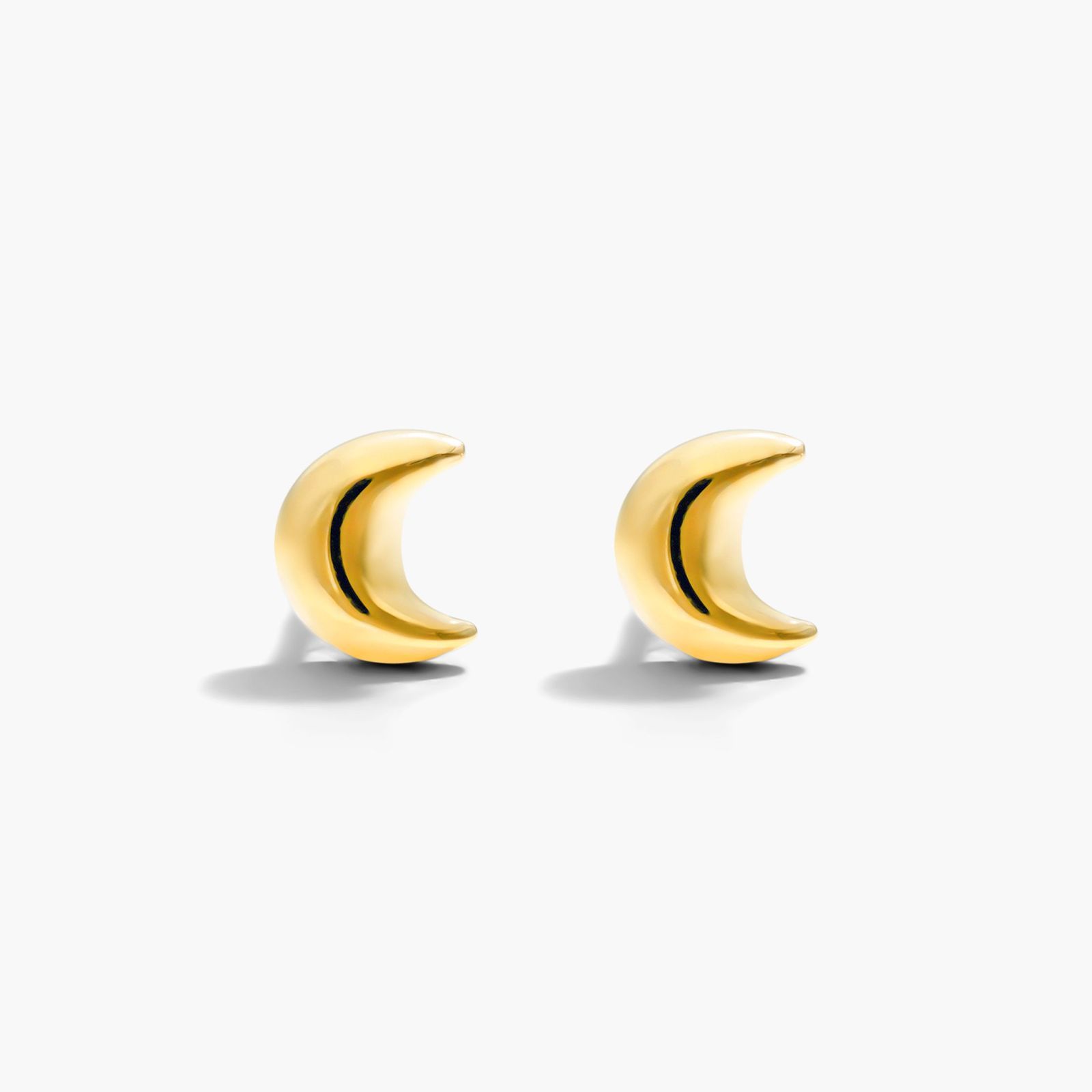 Half Moon Stud Earrings In 14K Yellow Gold
