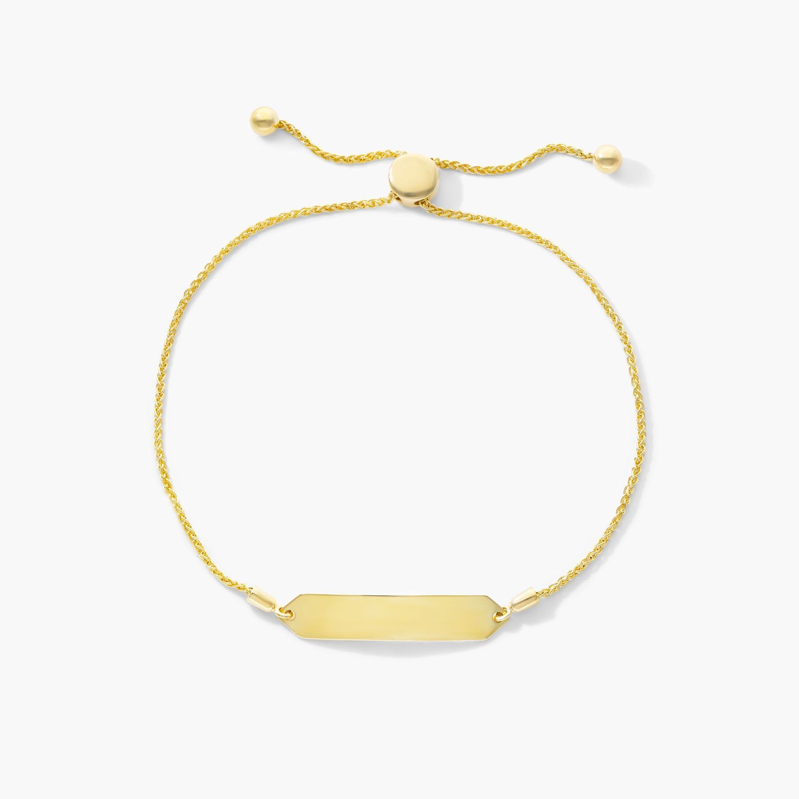 Elongated Hexagon Plate Bolo Bracelet In 14K Yellow Gold